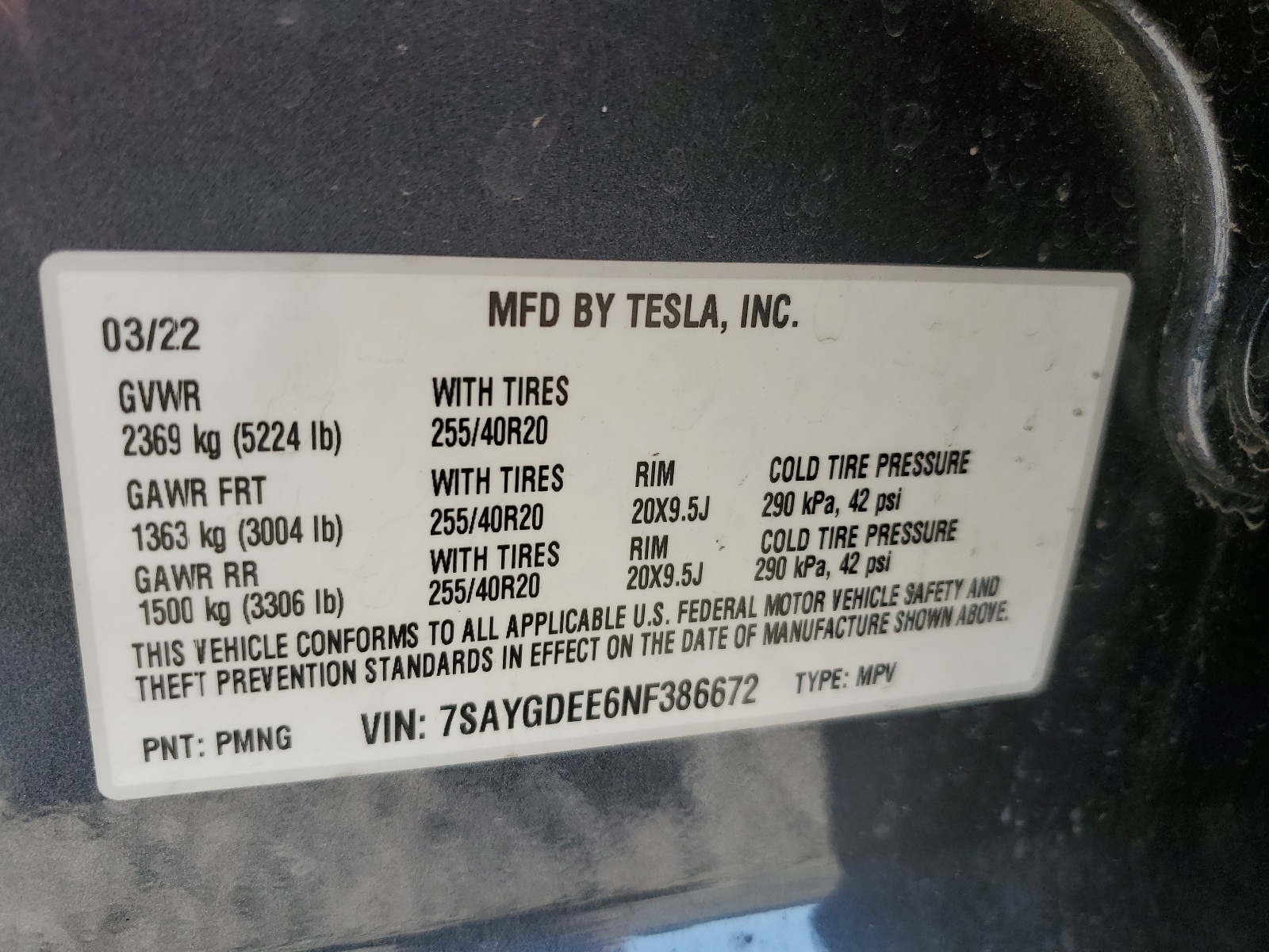 7SAYGDEE6NF386672 2022 Tesla Model Y