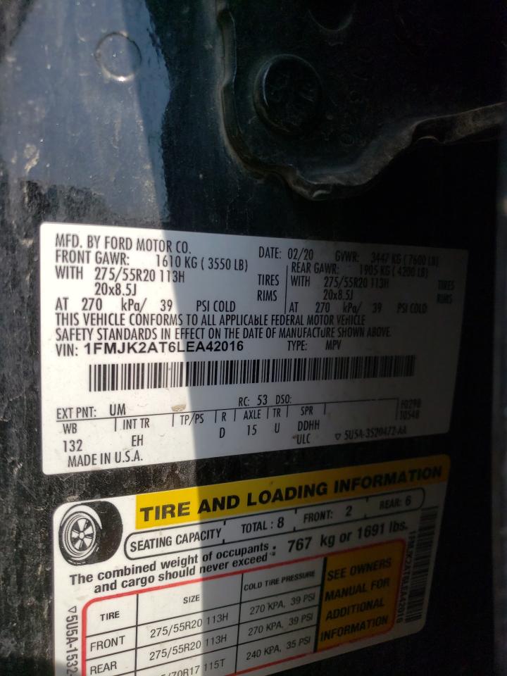 2020 Ford Expedition Max Limited VIN: 1FMJK2AT6LEA42016 Lot: 63464874