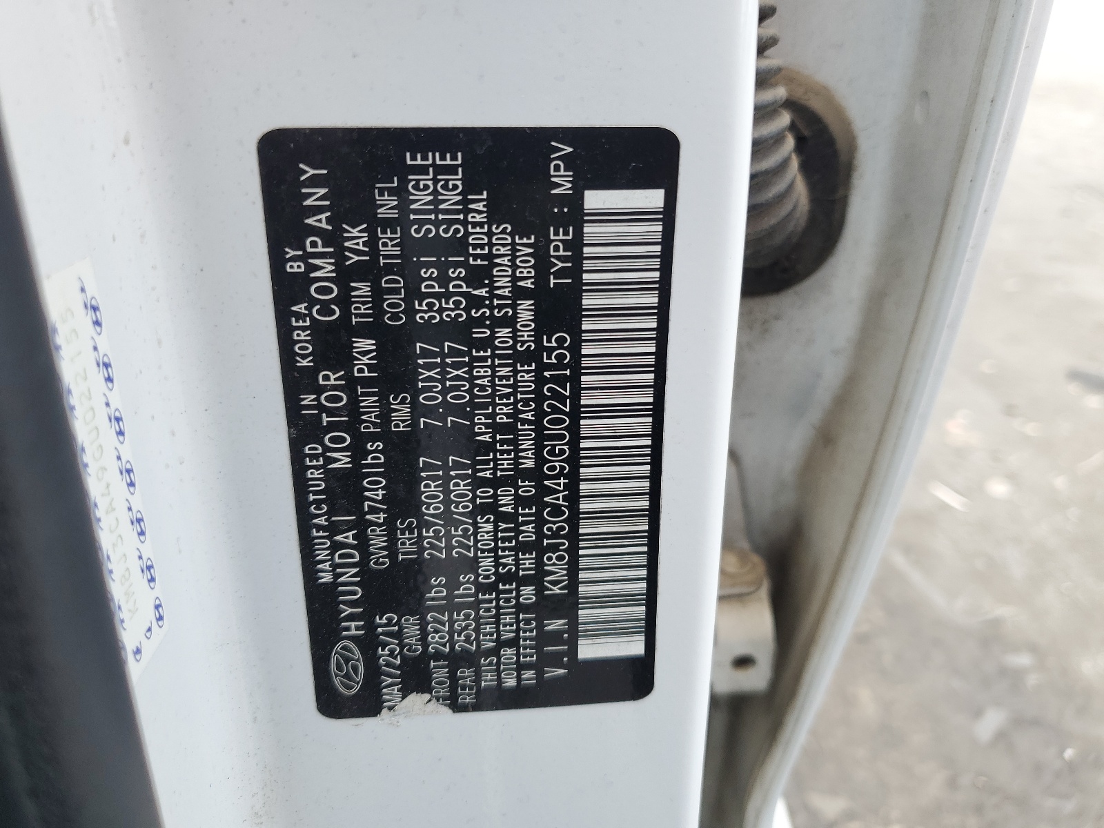 KM8J3CA49GU022155 2016 Hyundai Tucson Limited