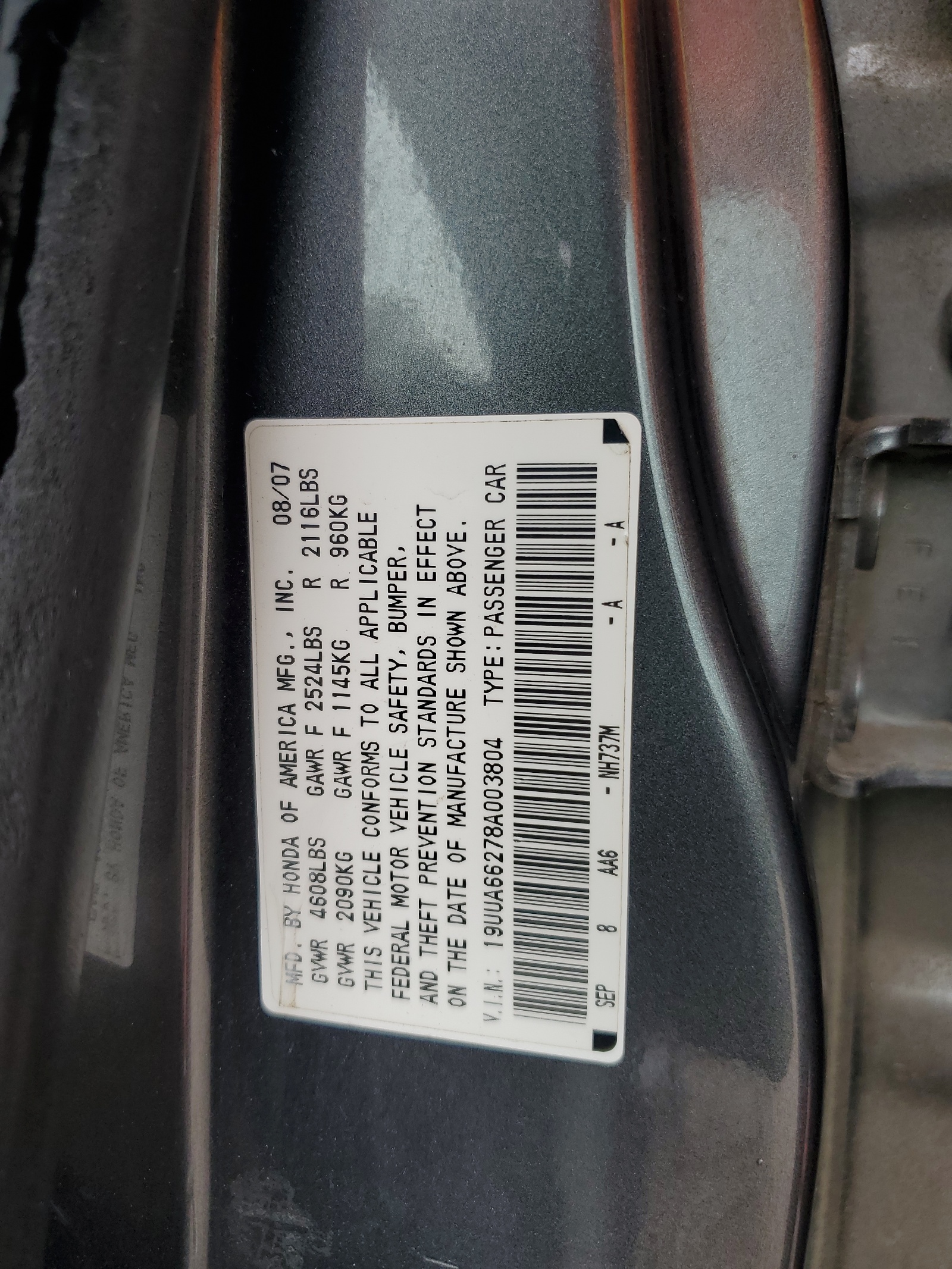 19UUA66278A003804 2008 Acura Tl