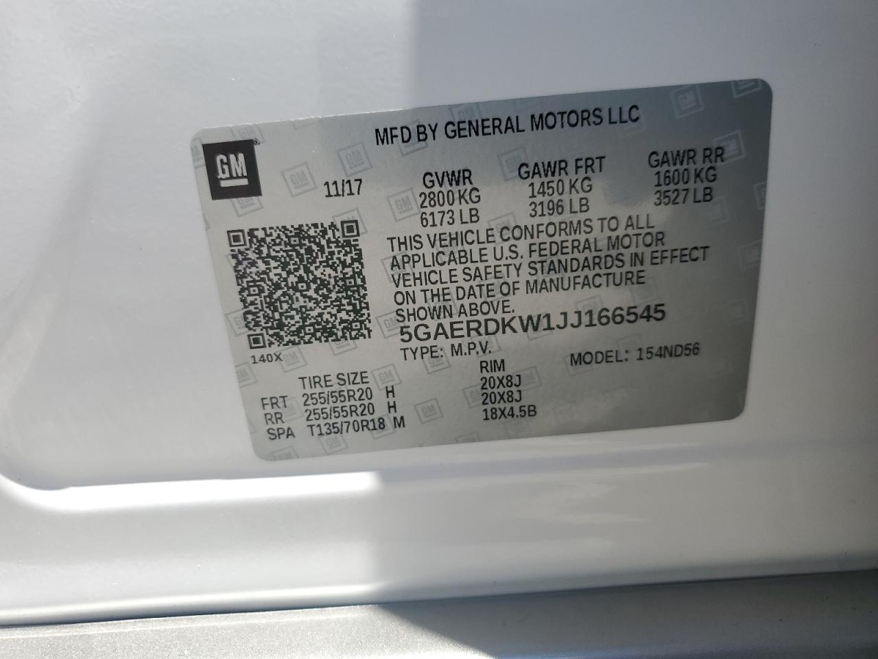 2018 Buick Enclave Avenir VIN: 5GAERDKW1JJ166545 Lot: 63479084