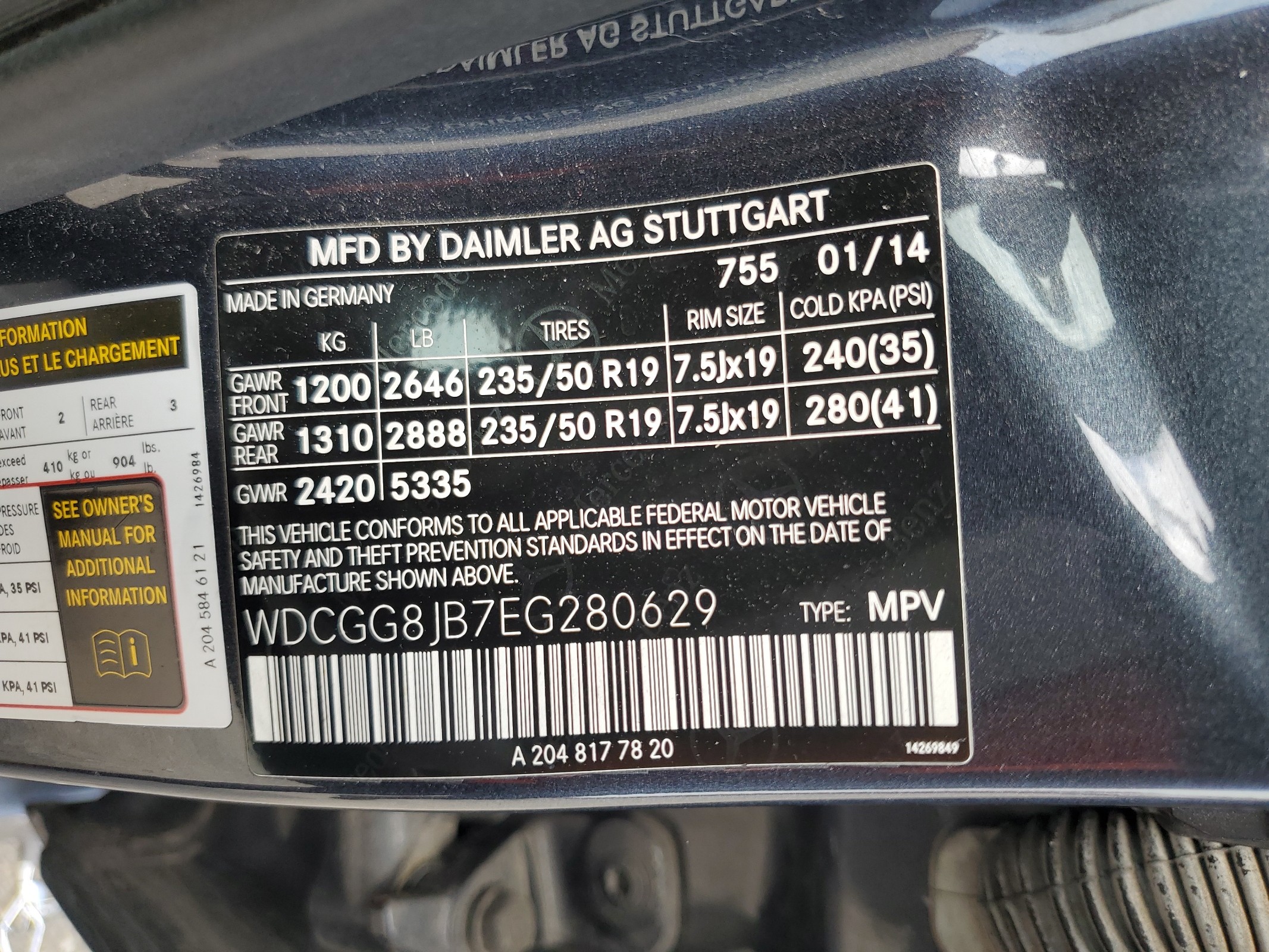 WDCGG8JB7EG280629 2014 Mercedes-Benz Glk 350 4Matic
