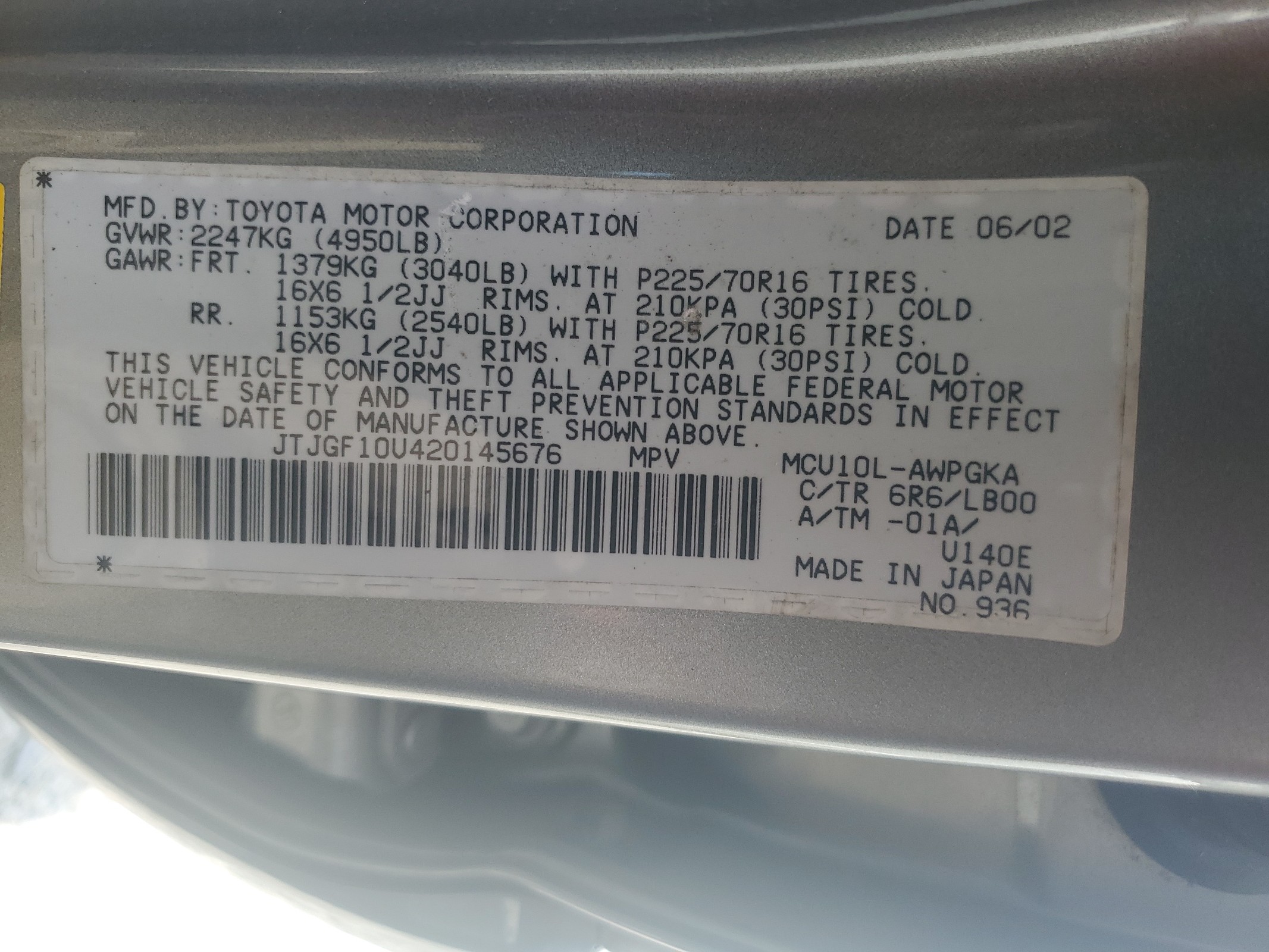 JTJGF10U420145676 2002 Lexus Rx 300