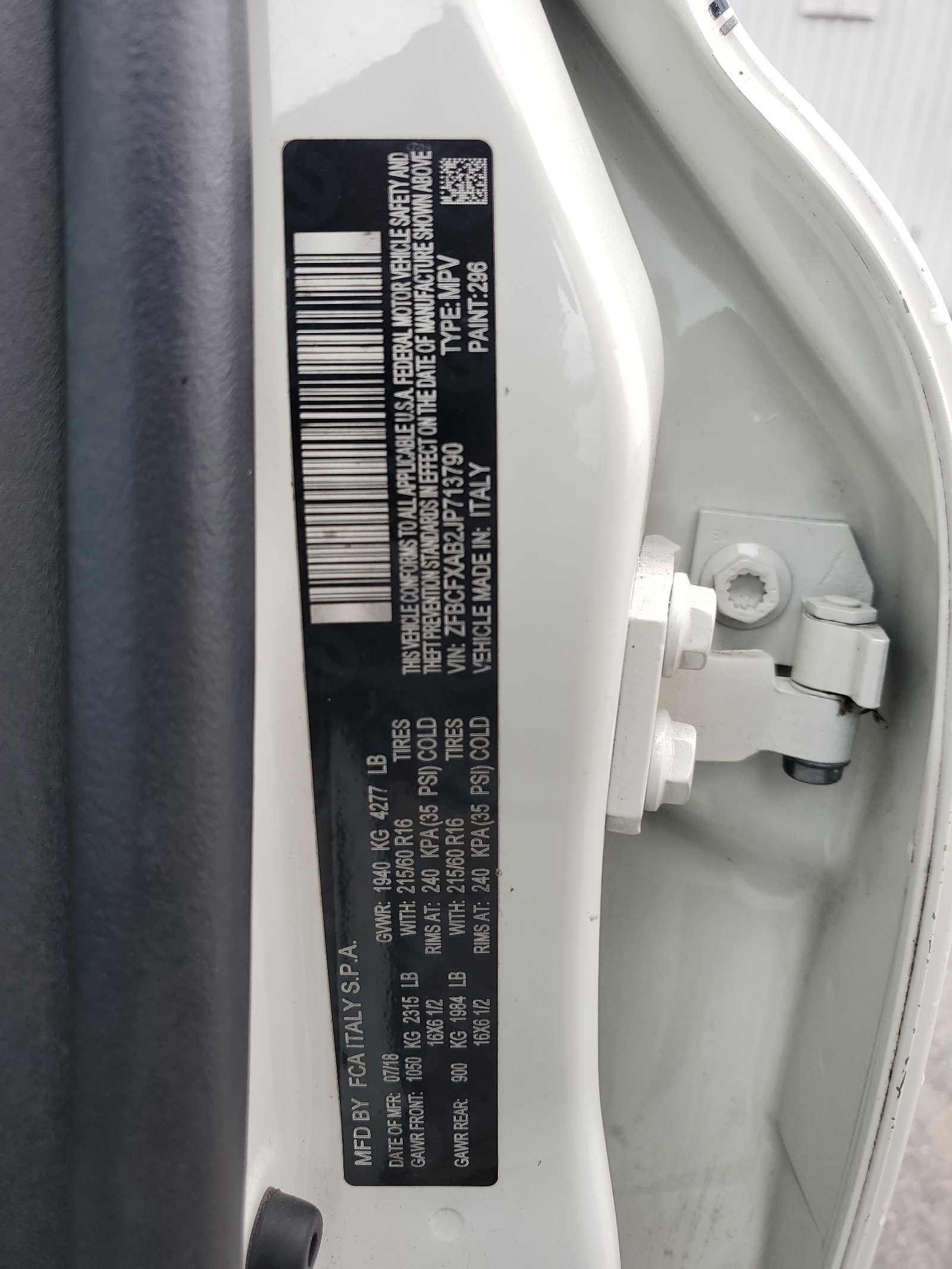 ZFBCFXAB2JP713790 2018 Fiat 500X Pop