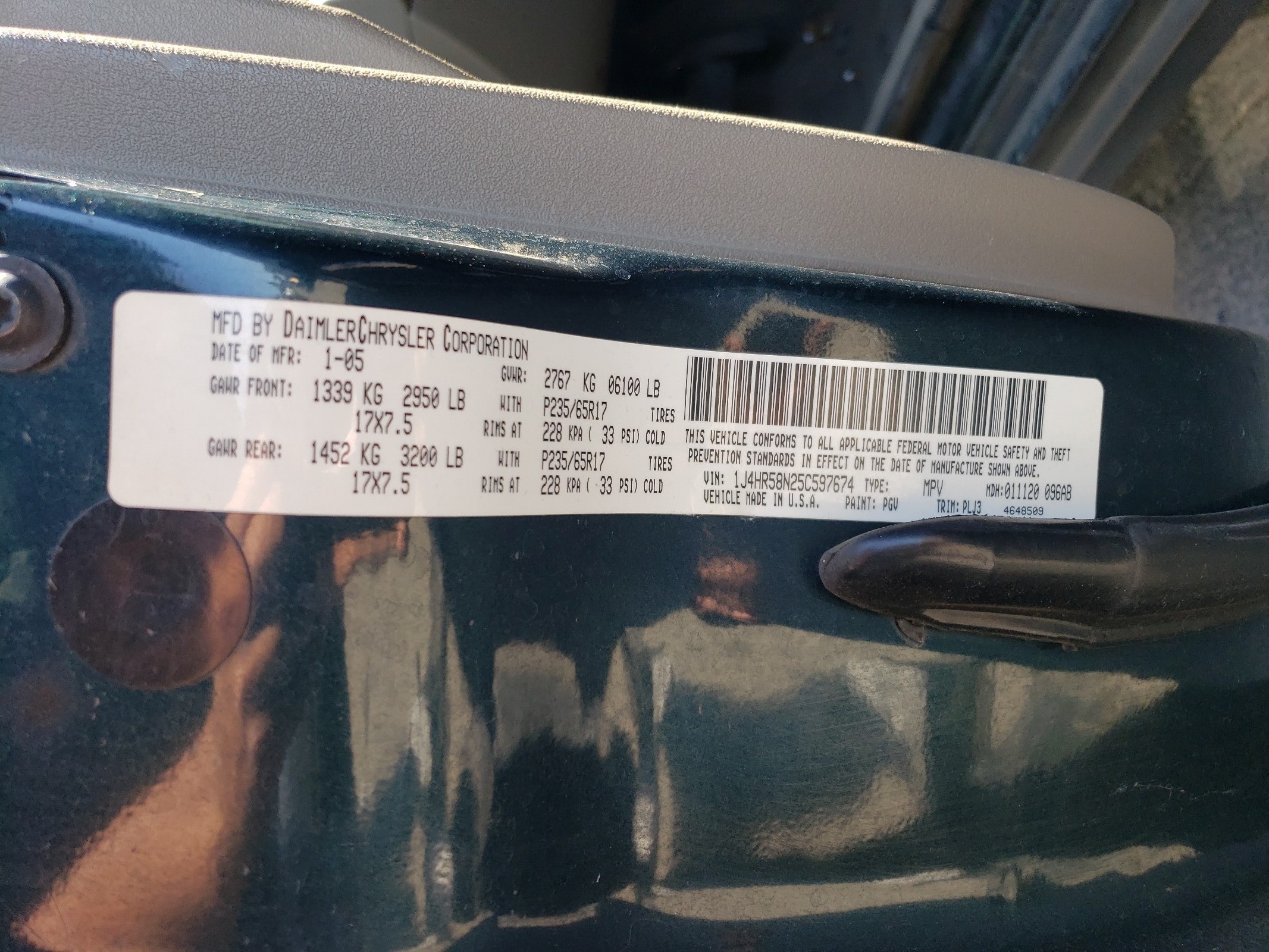 1J4HR58N25C597674 2005 Jeep Grand Cherokee Limited