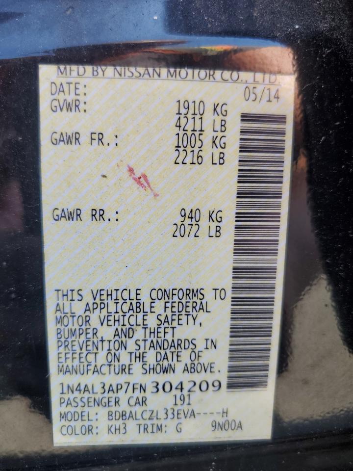 2015 Nissan Altima 2.5 VIN: 1N4AL3AP7FN304209 Lot: 63299164