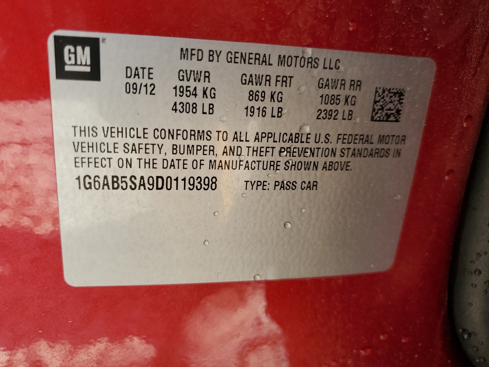 1G6AB5SA9D0119398 2013 Cadillac Ats Luxury