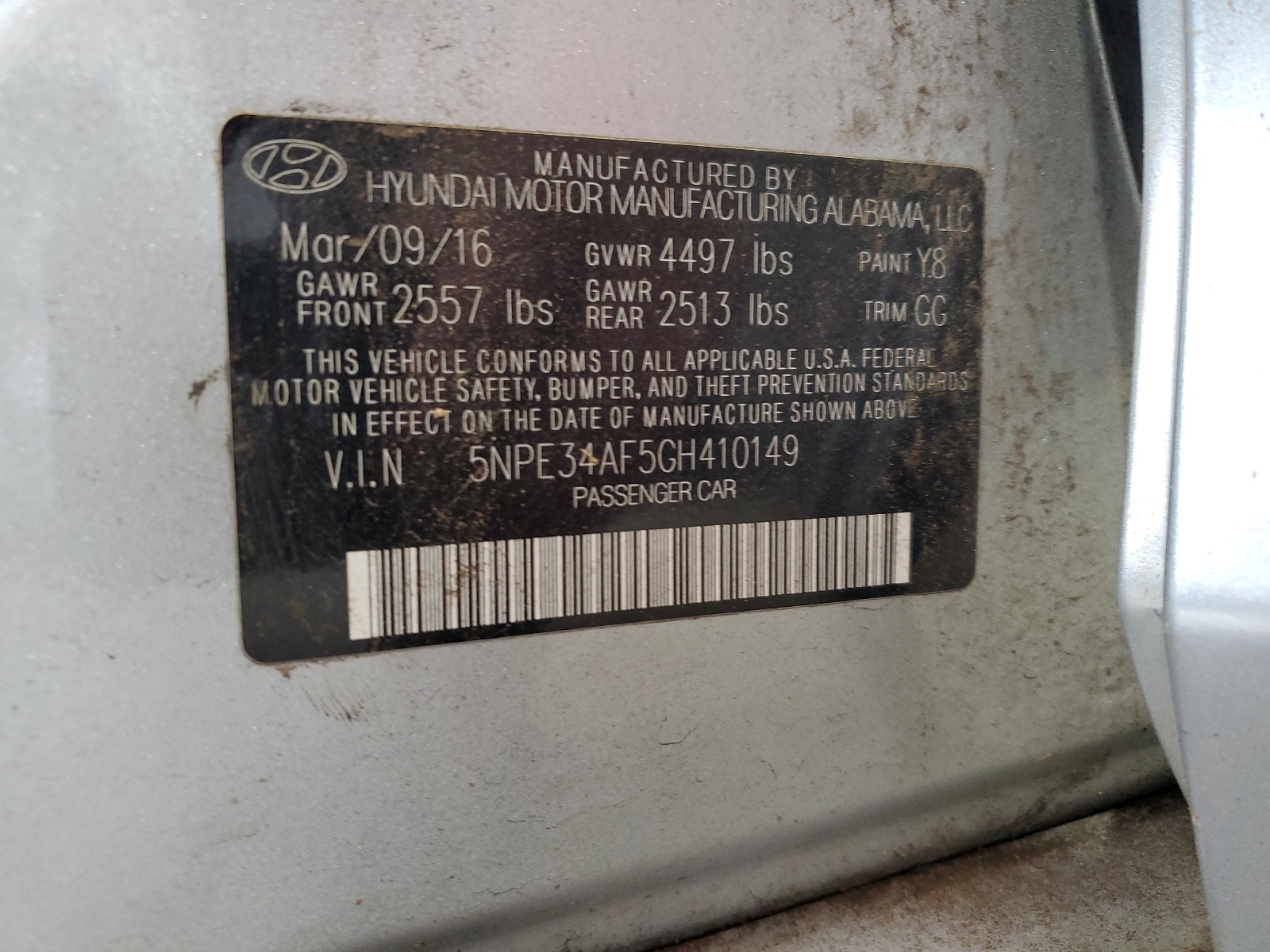 5NPE34AF5GH410149 2016 Hyundai Sonata Sport