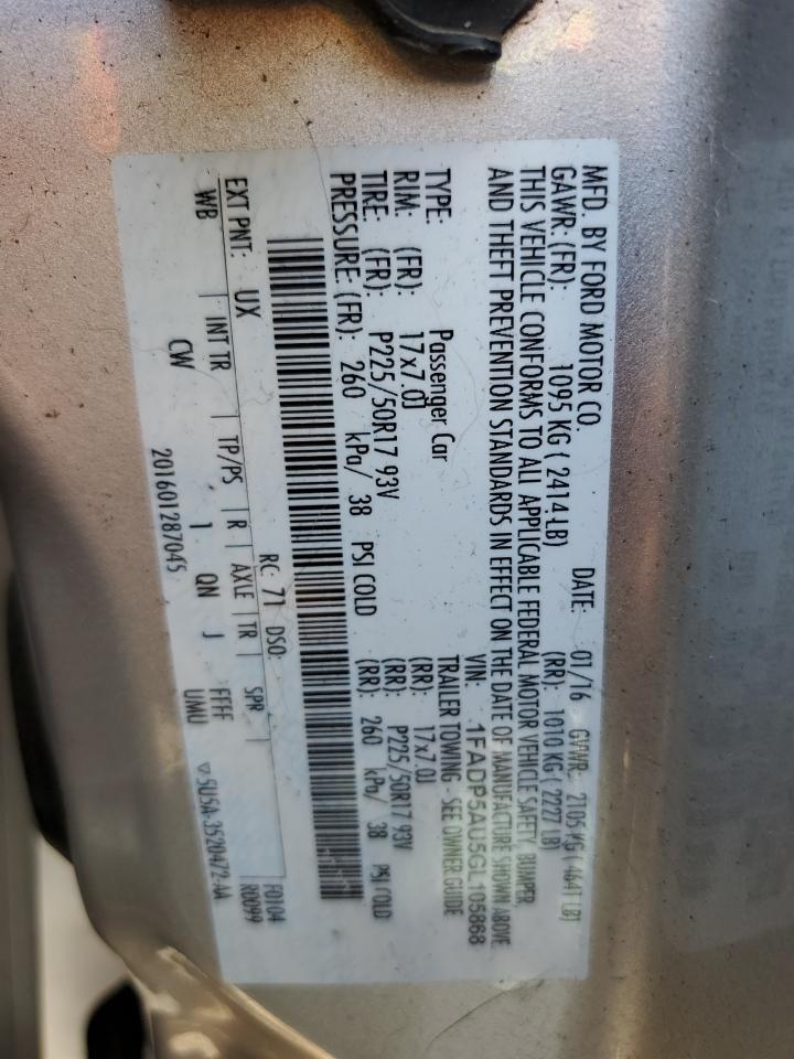 2016 Ford C-Max Se VIN: 1FADP5AU5GL105868 Lot: 63660094