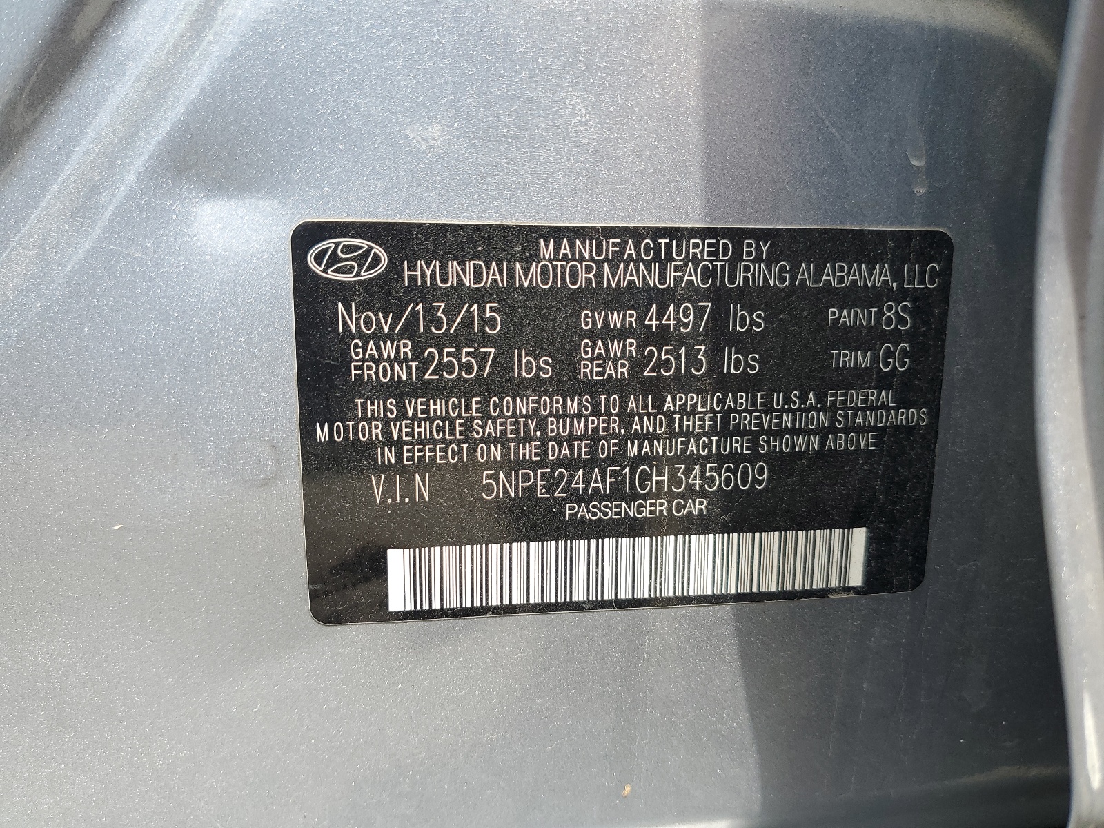 5NPE24AF1GH345609 2016 Hyundai Sonata Se