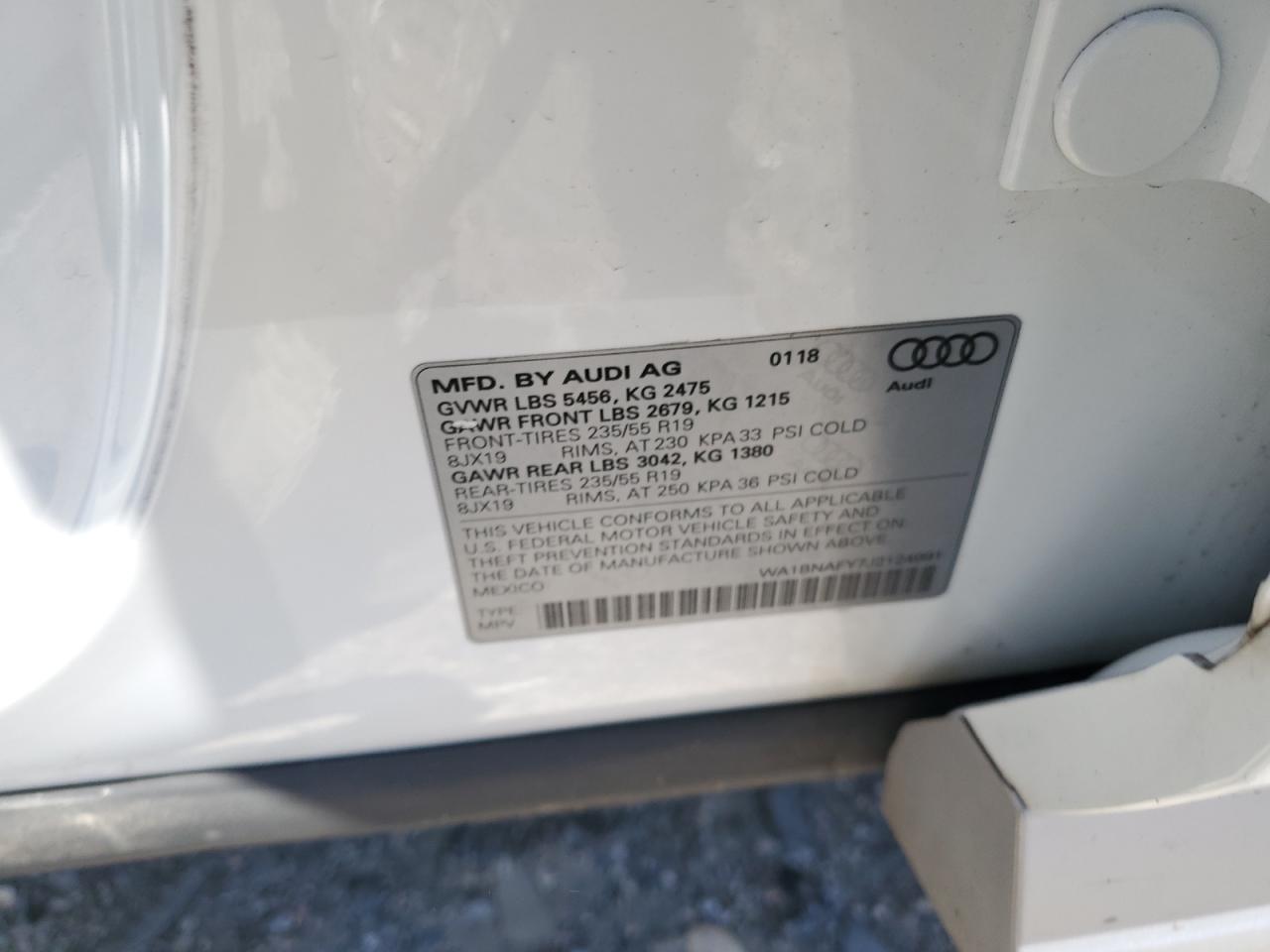 2018 Audi Q5 Premium Plus VIN: WA1BNAFY7J2124991 Lot: 61736044