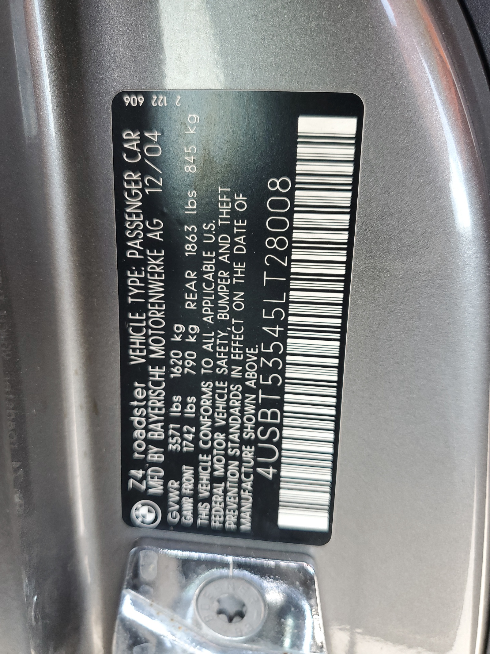 4USBT53545LT28008 2005 BMW Z4 3.0