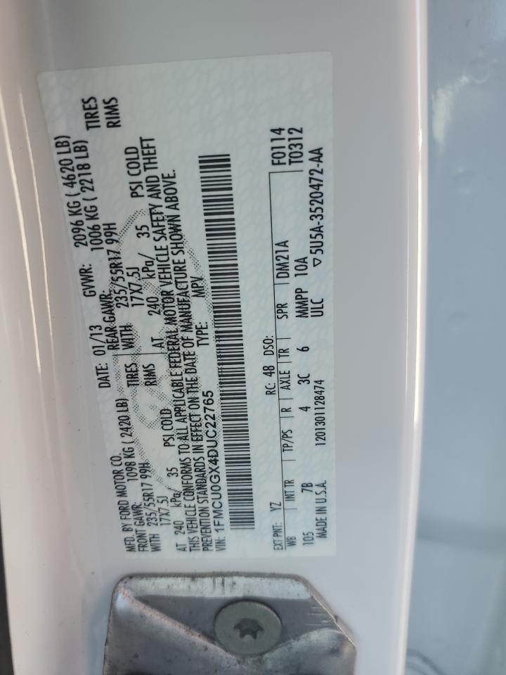 2013 Ford Escape Se VIN: 1FMCU0GX4DUC22765 Lot: 64242814