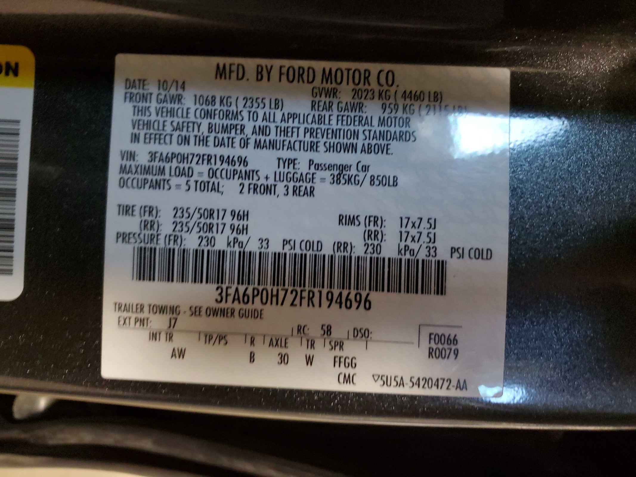 3FA6P0H72FR194696 2015 Ford Fusion Se