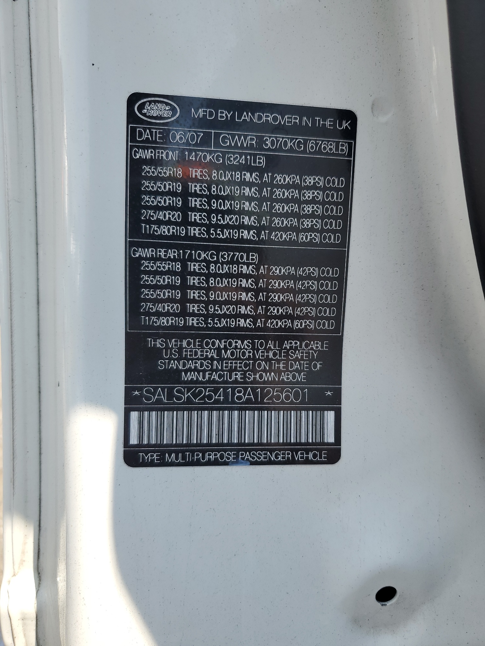 SALSK25418A125601 2008 Land Rover Range Rover Sport Hse