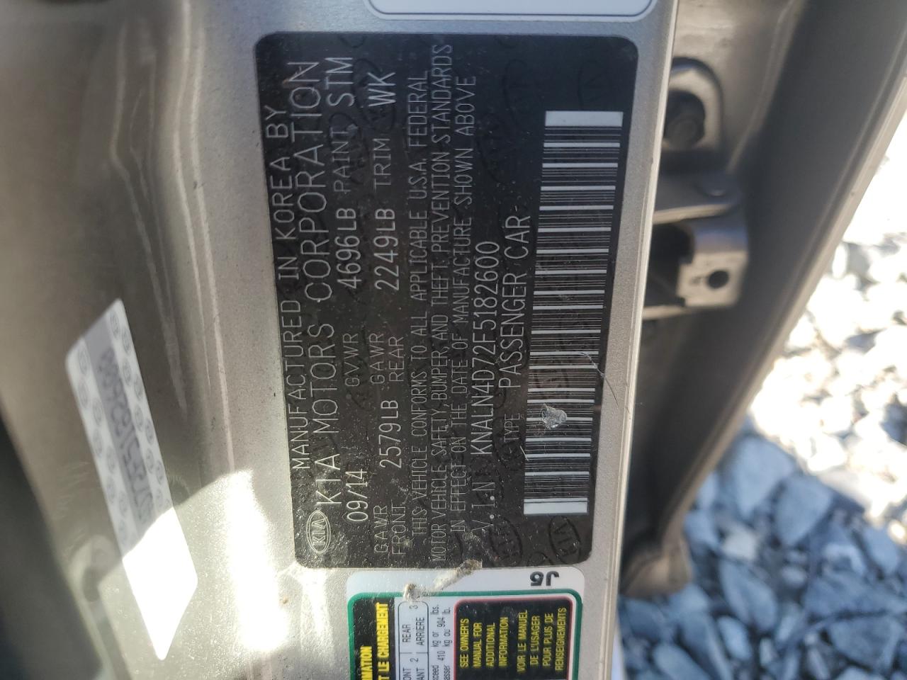 2015 Kia Cadenza Premium VIN: KNALN4D72F5182600 Lot: 61144504