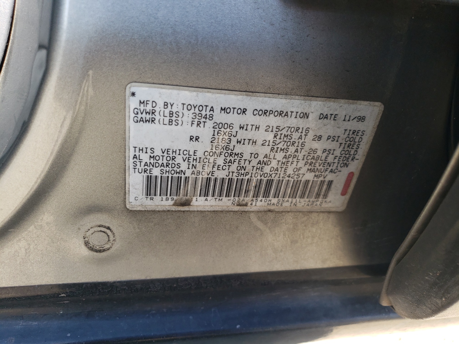 JT3HP10V0X7124257 1999 Toyota Rav4