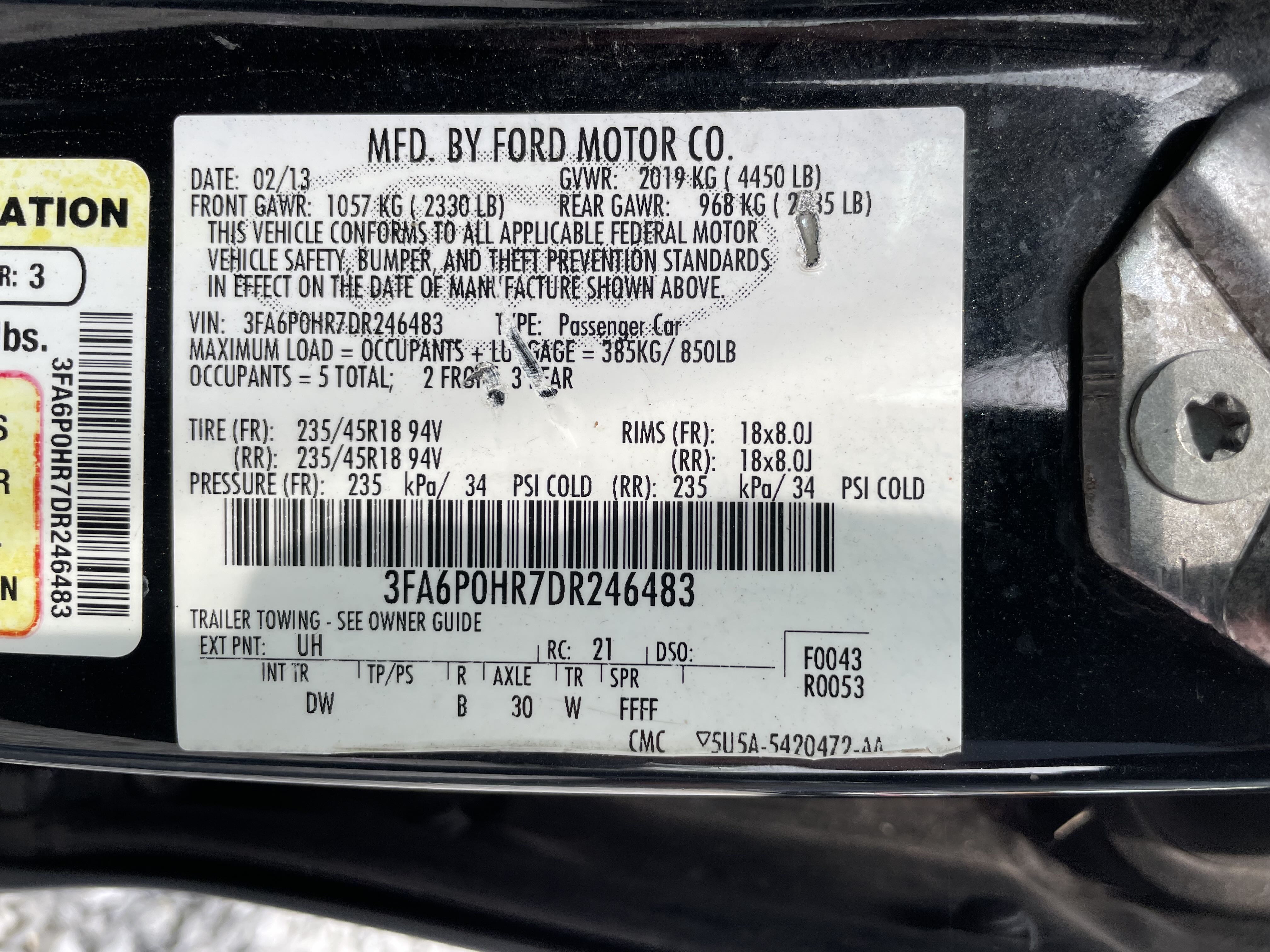 2013 Ford Fusion Se vin: 3FA6P0HR7DR246483