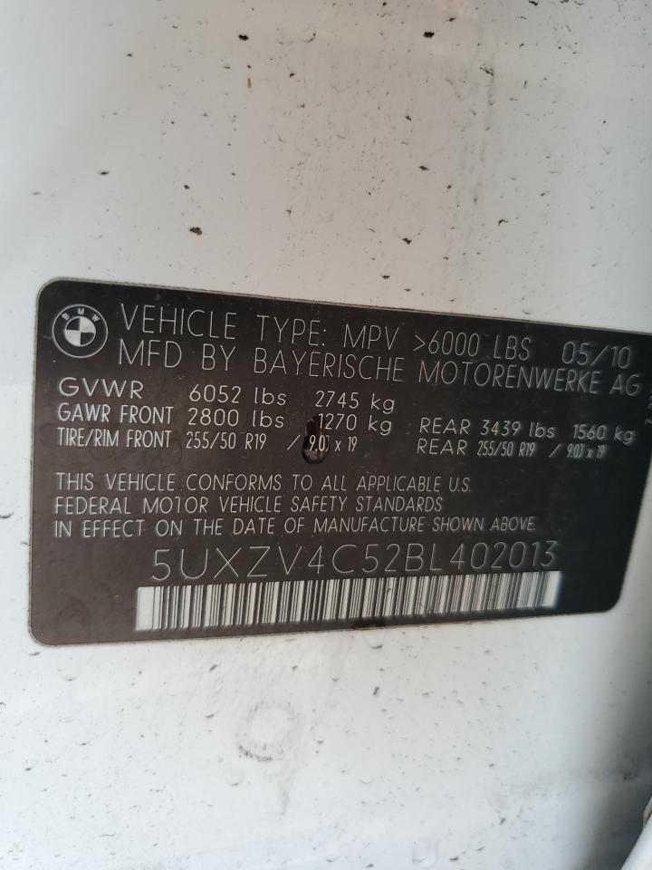 2011 BMW X5 xDrive35I VIN: 5UXZV4C52BL402013 Lot: 69201924