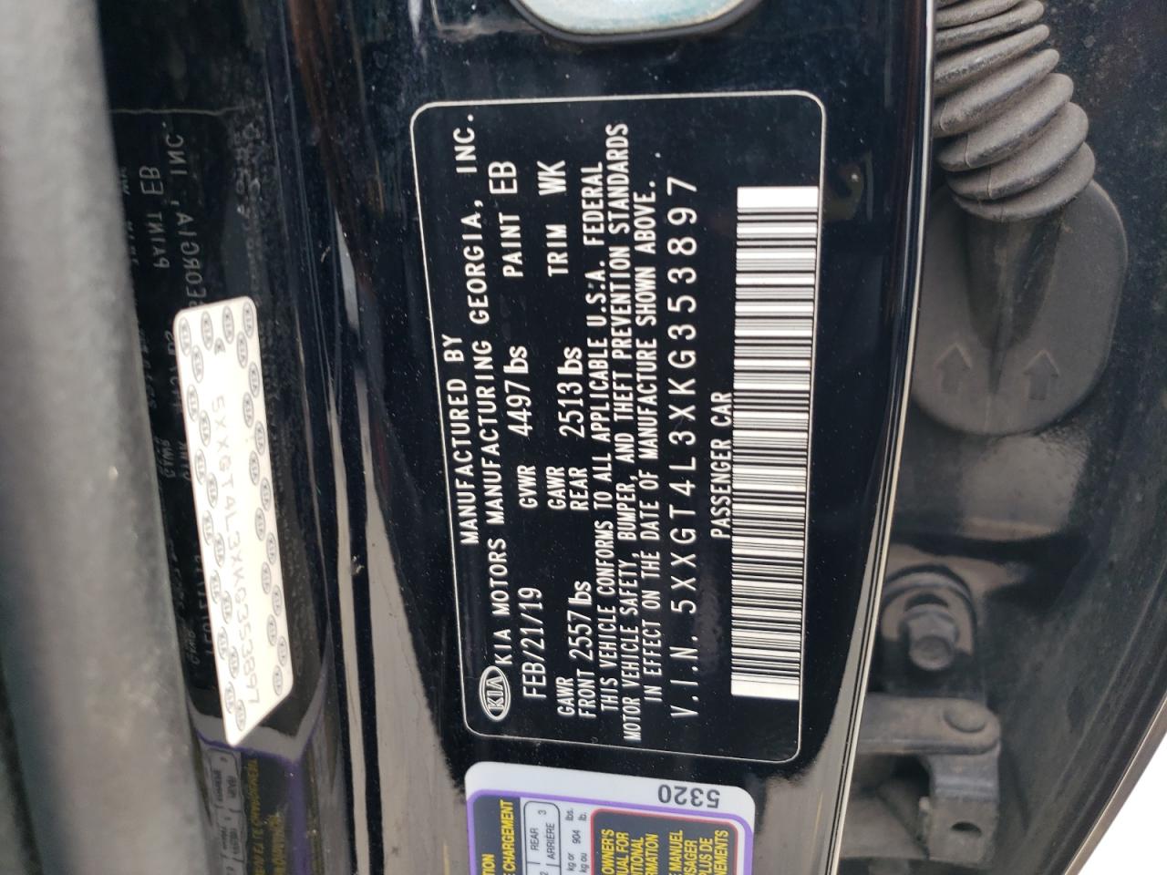 2019 Kia Optima Lx VIN: 5XXGT4L3XKG353897 Lot: 62025224