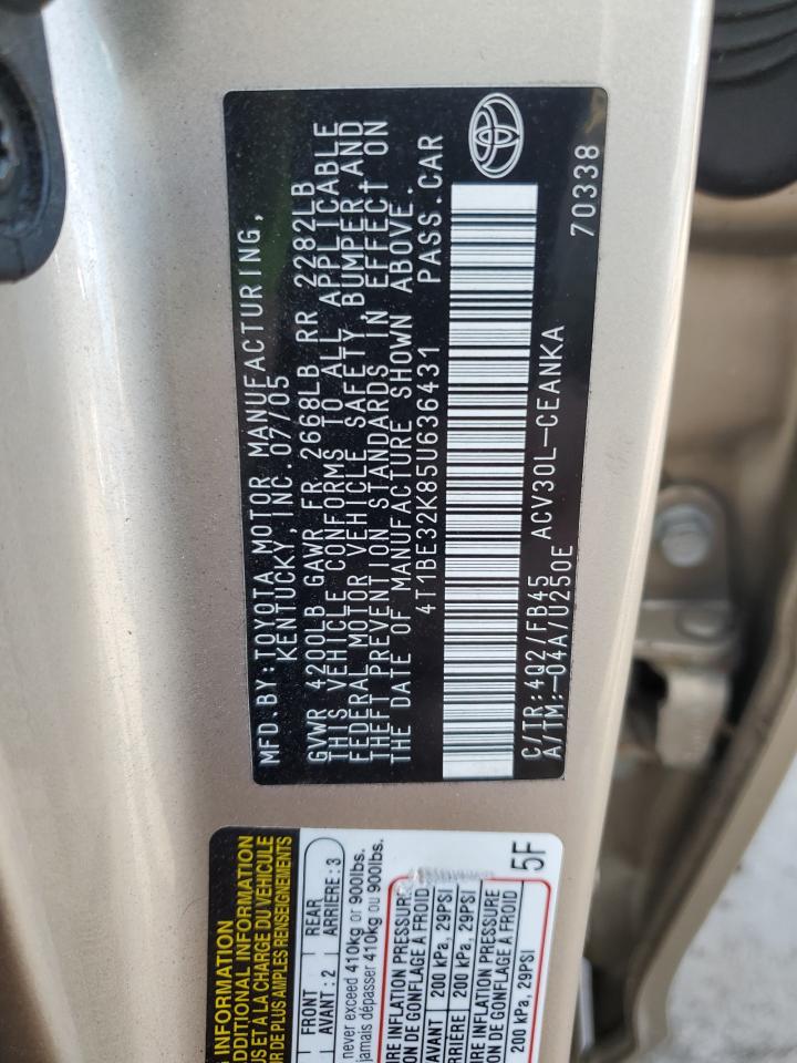 2005 Toyota Camry Le VIN: 4T1BE32K85U636431 Lot: 63975444