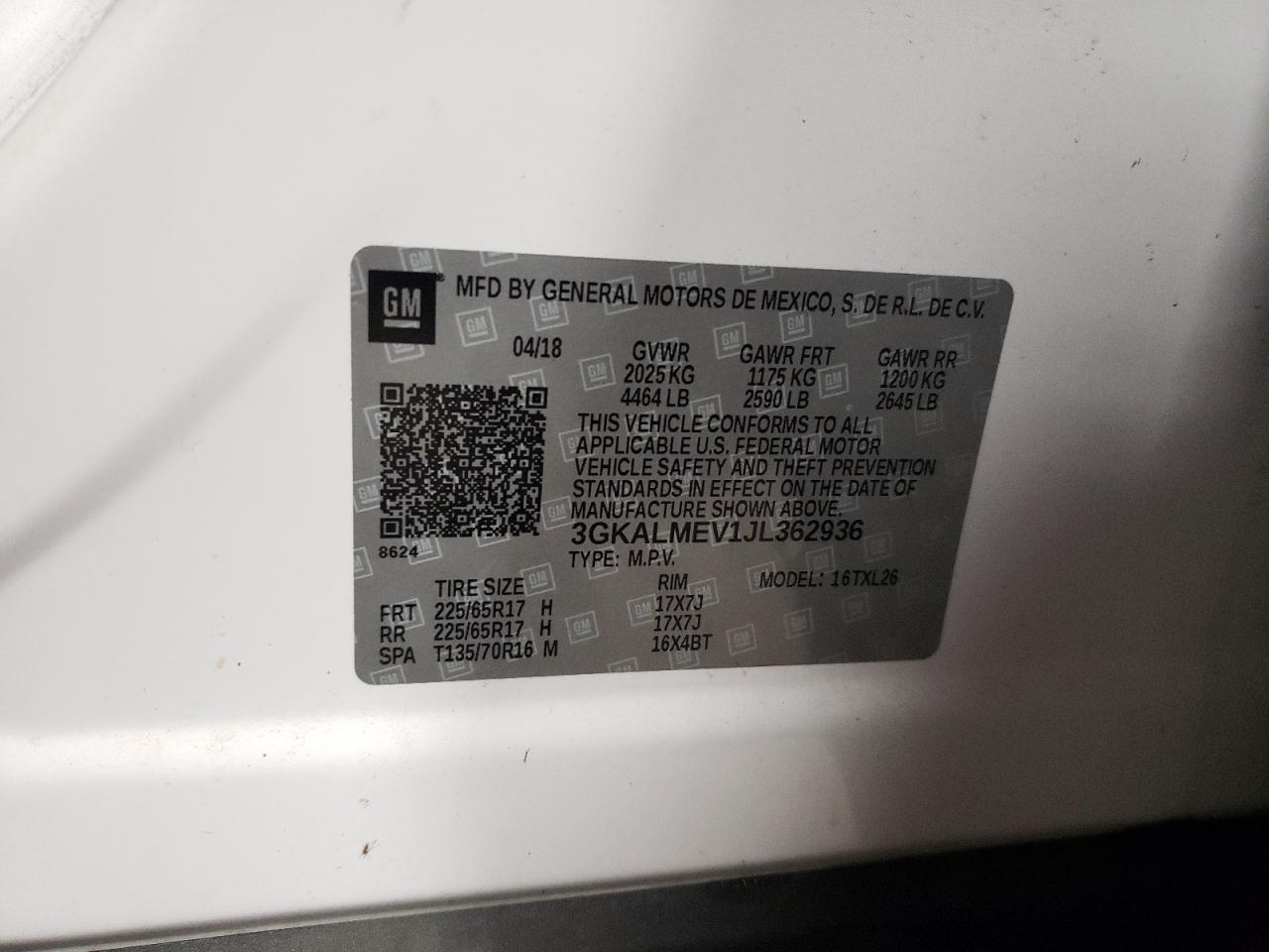 3GKALMEV1JL362936 2018 GMC Terrain Sle