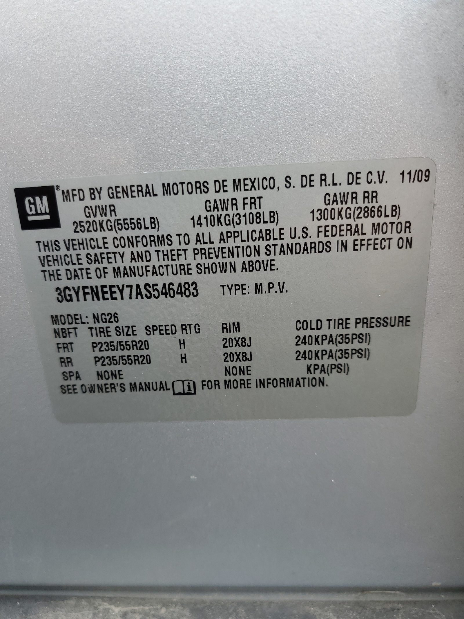 3GYFNEEY7AS546483 2010 Cadillac Srx Performance Collection