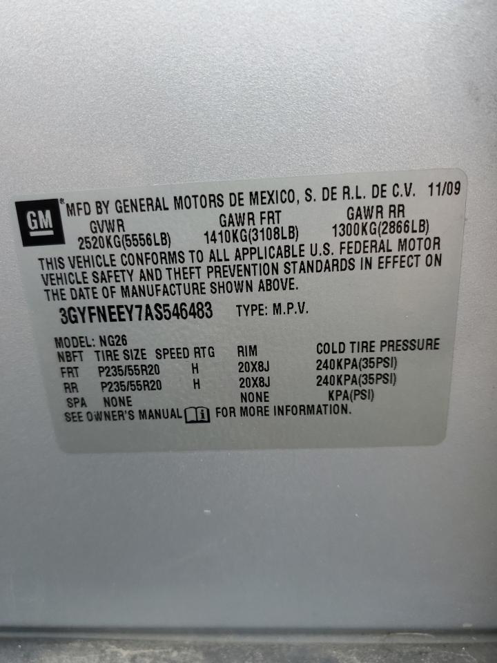 2010 Cadillac Srx Performance Collection VIN: 3GYFNEEY7AS546483 Lot: 62076214