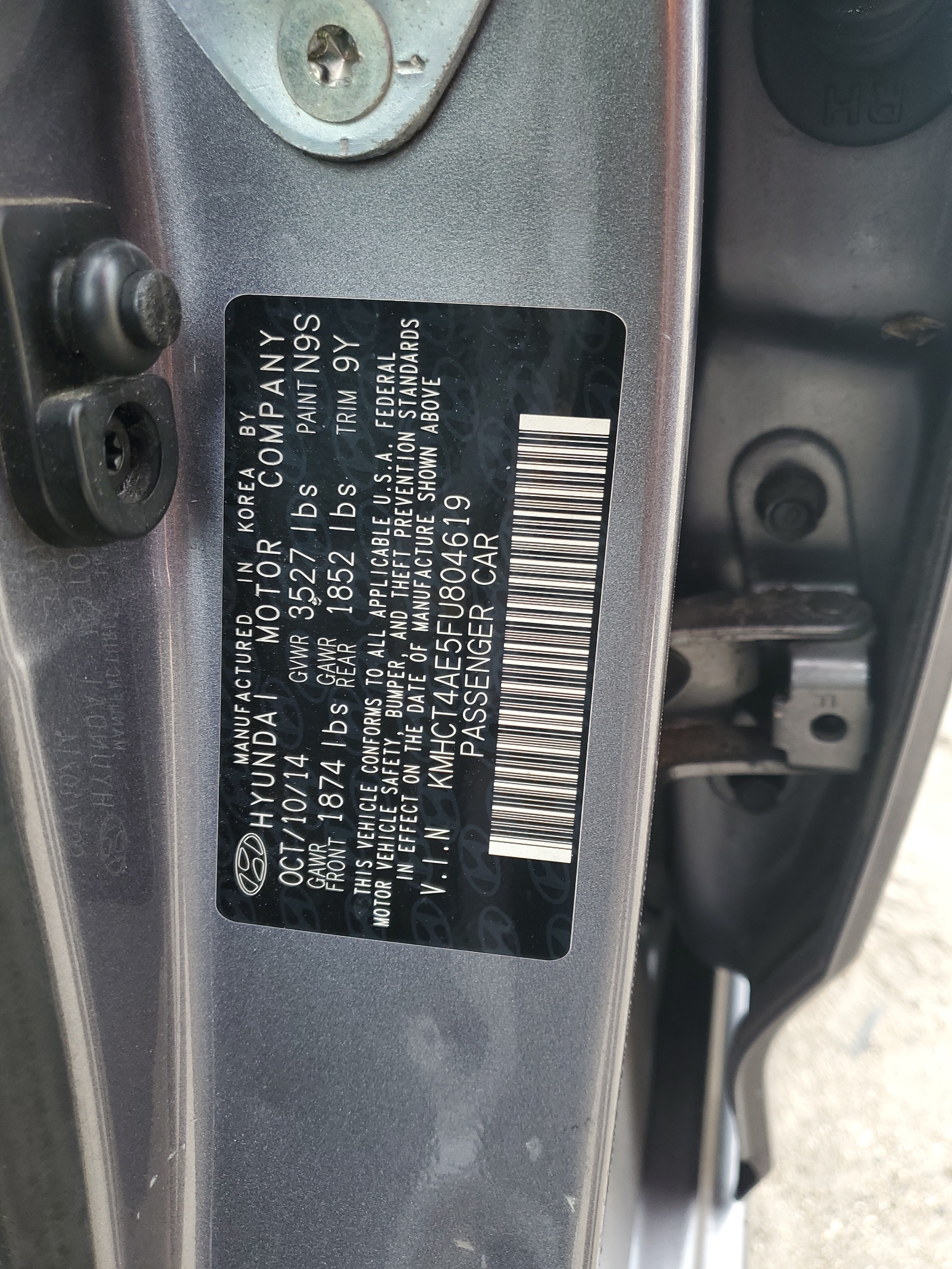 KMHCT4AE5FU804619 2015 Hyundai Accent Gls