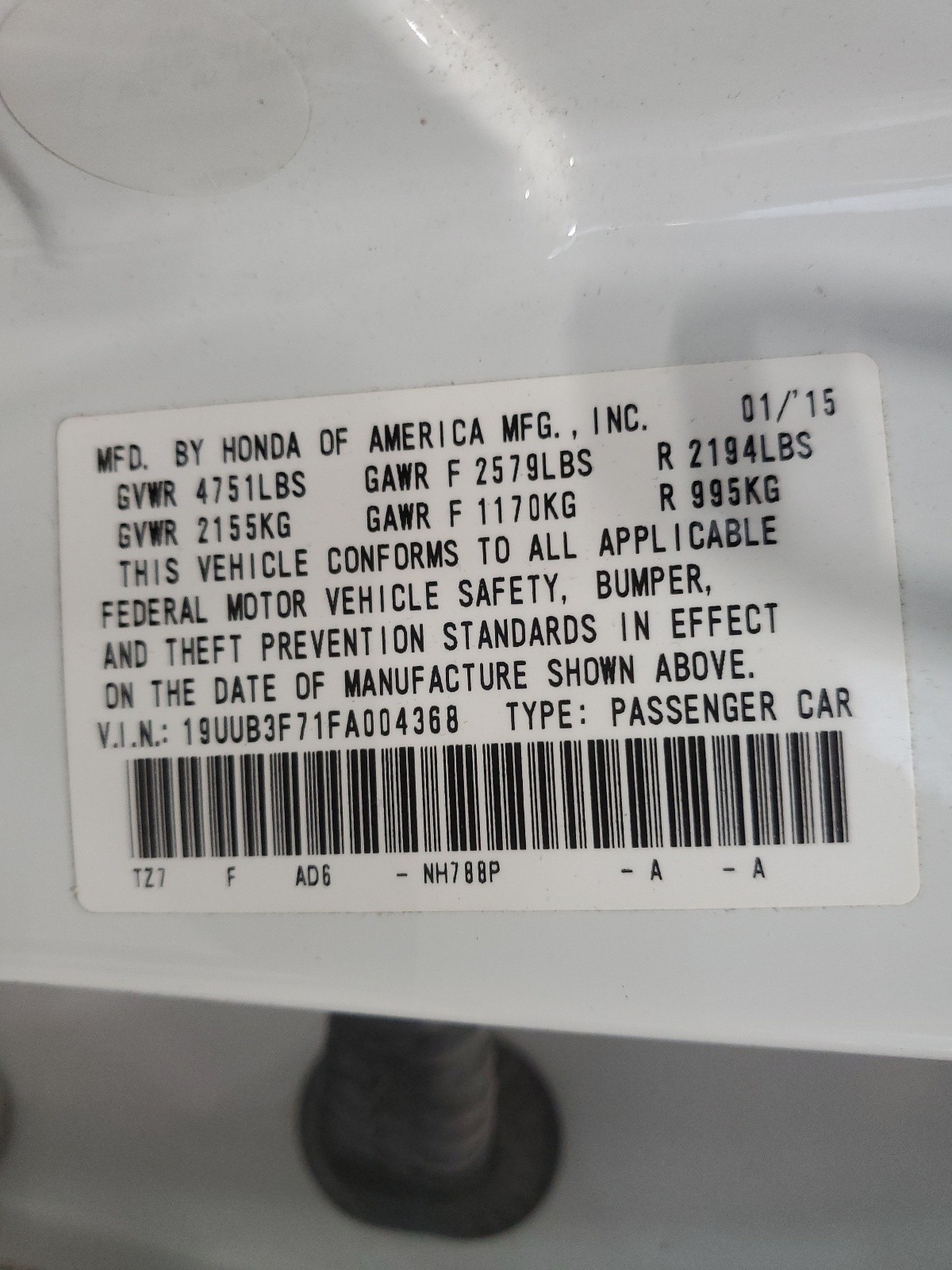 19UUB3F71FA004368 2015 Acura Tlx Advance