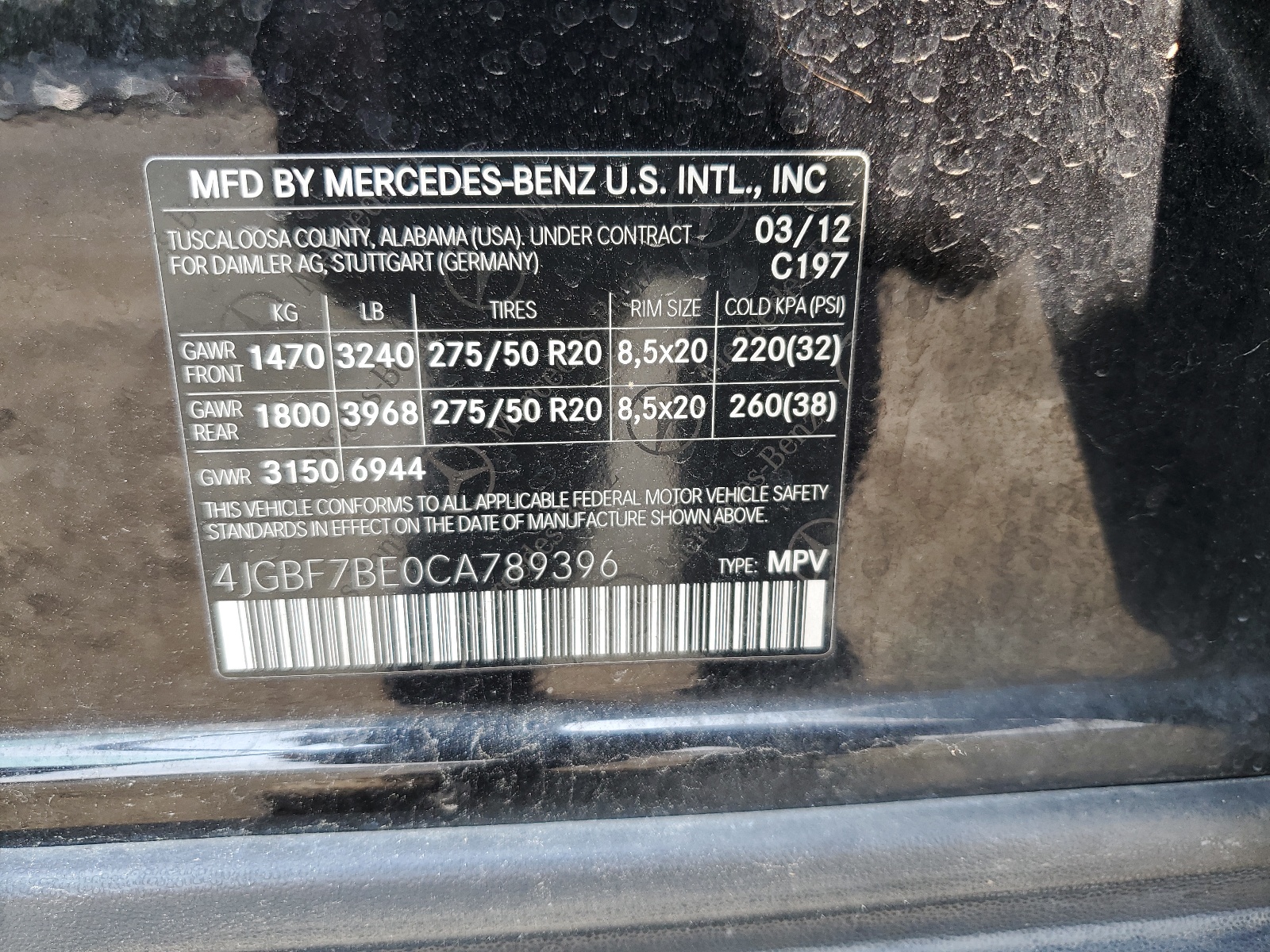 4JGBF7BE0CA789396 2012 Mercedes-Benz Gl 450 4Matic