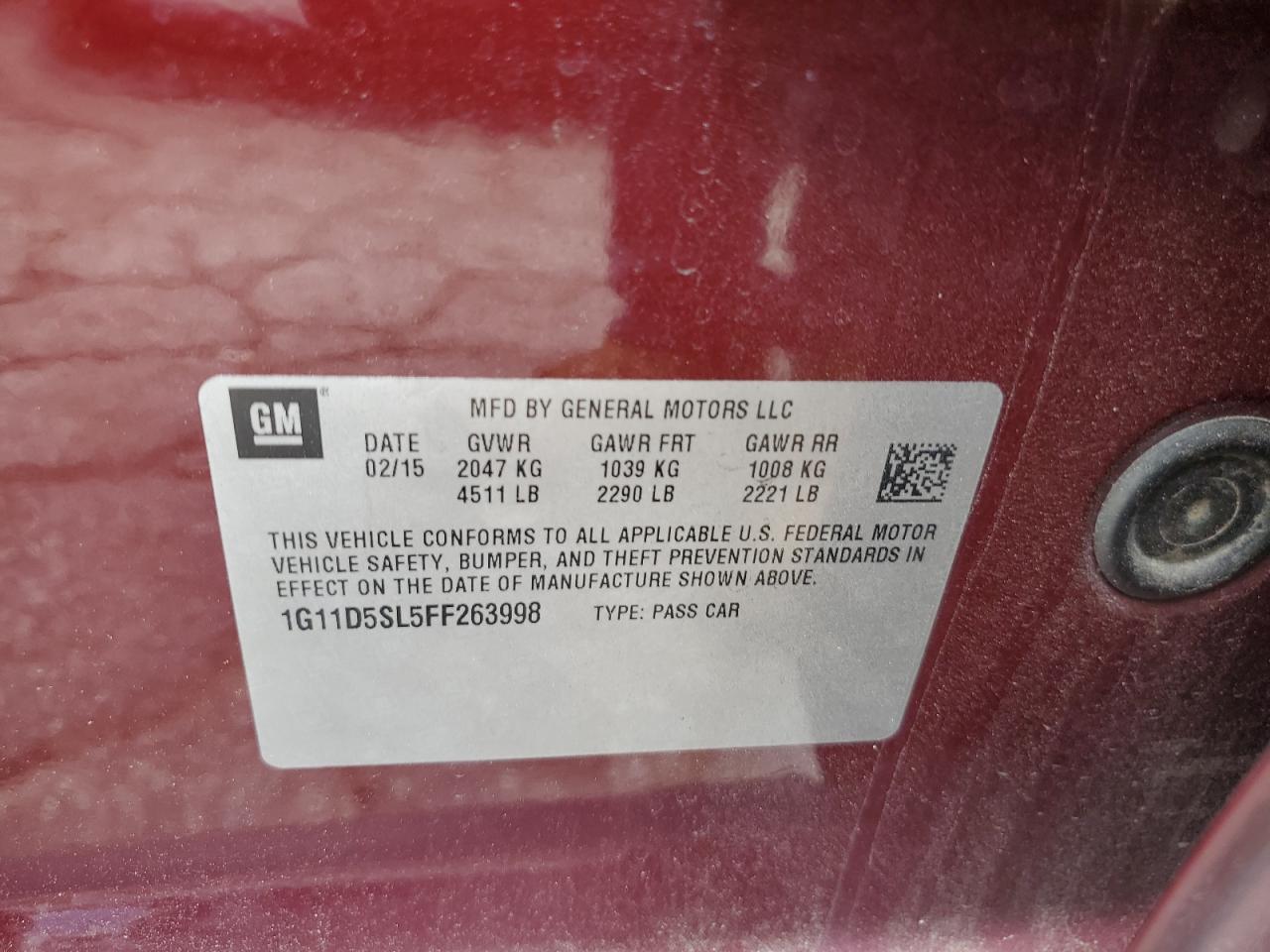 1G11D5SL5FF263998 2015 CHEVROLET MALIBU - Image 12