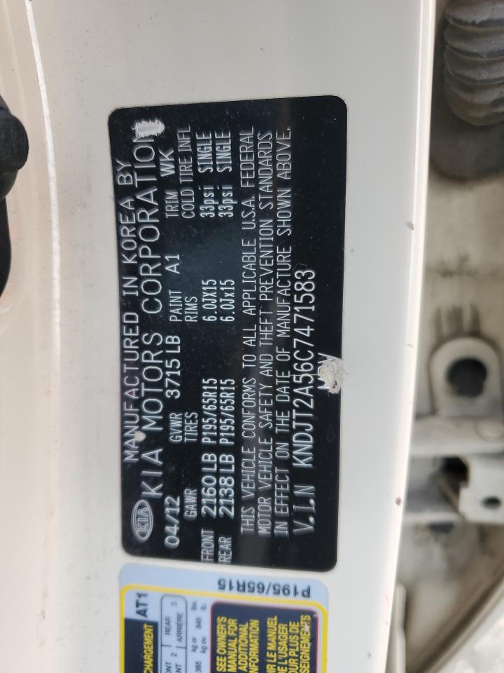 2012 Kia Soul VIN: KNDJT2A56C7471583 Lot: 60738314