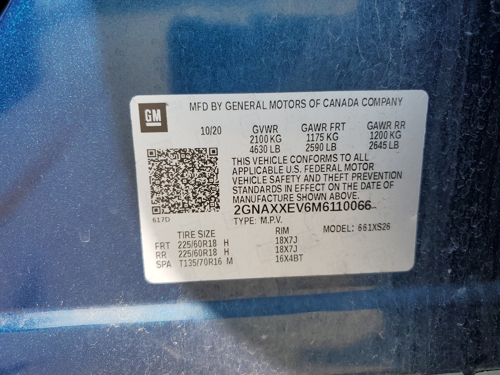 2GNAXXEV6M6110066 2021 Chevrolet Equinox Premier