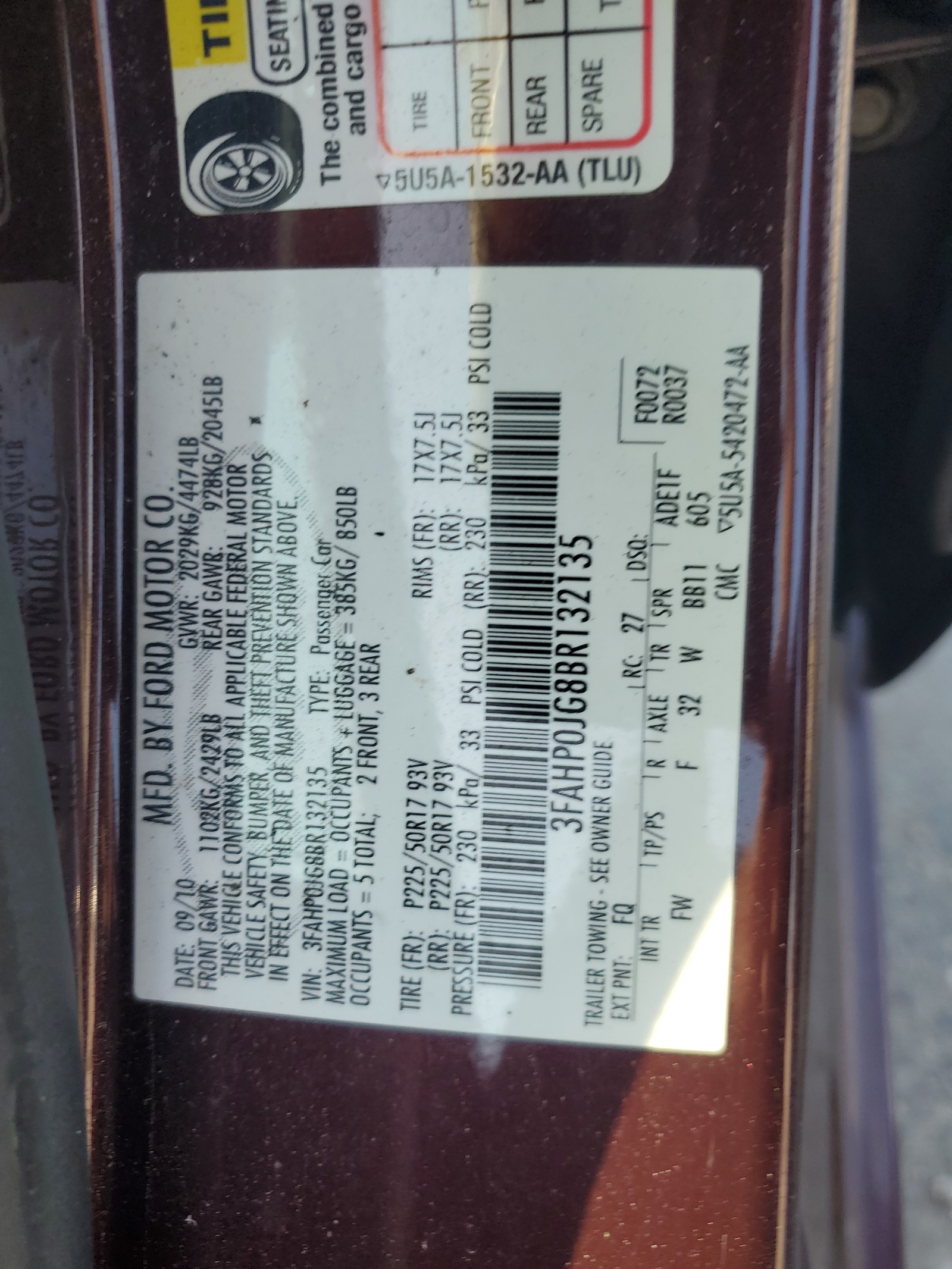 3FAHP0JG8BR132135 2011 Ford Fusion Sel