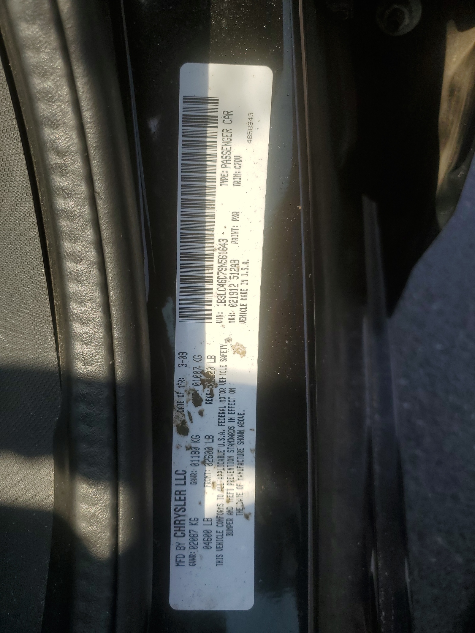 1B3LC46D79N561643 2009 Dodge Avenger Se