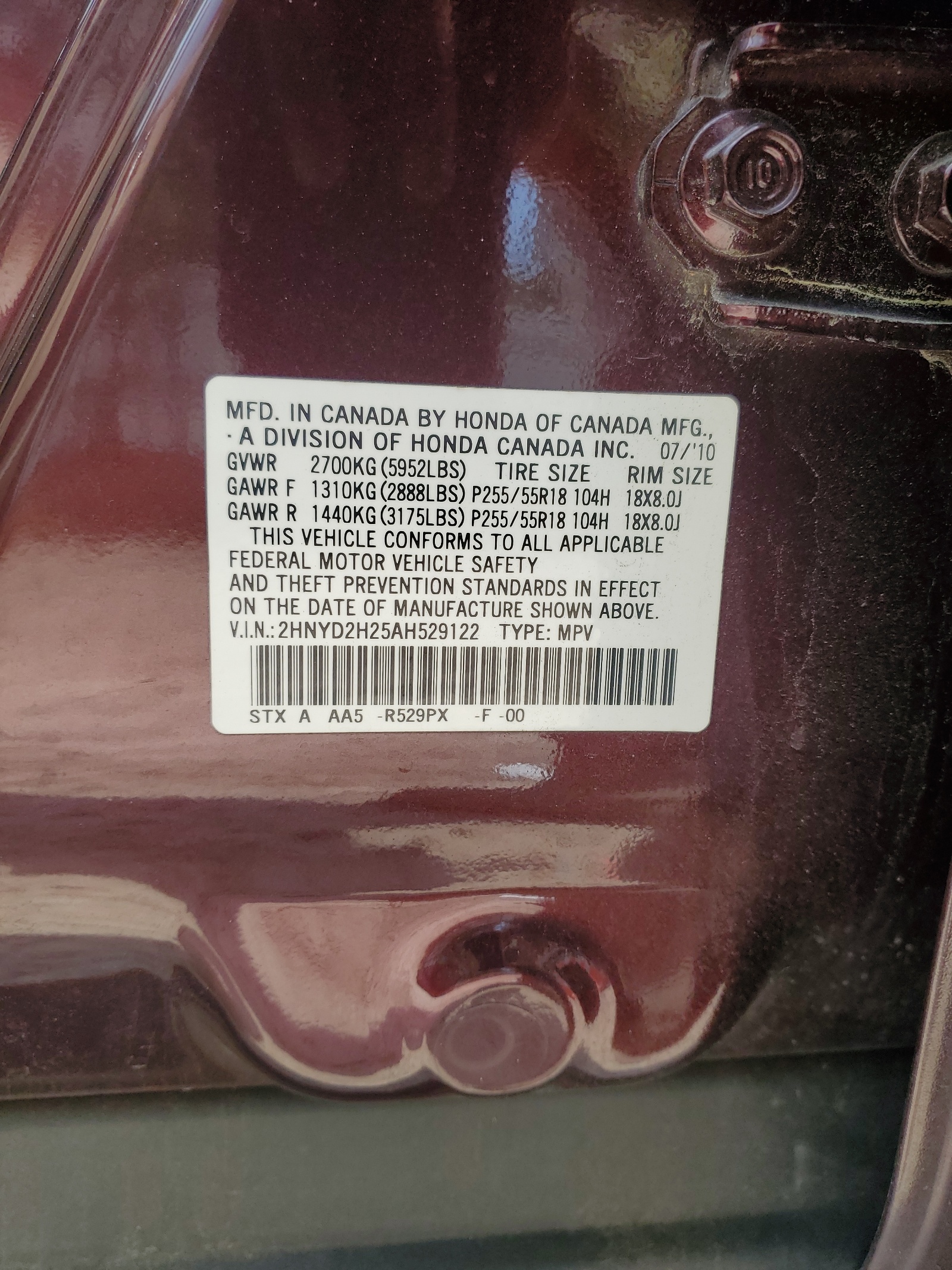 2HNYD2H25AH529122 2010 Acura Mdx