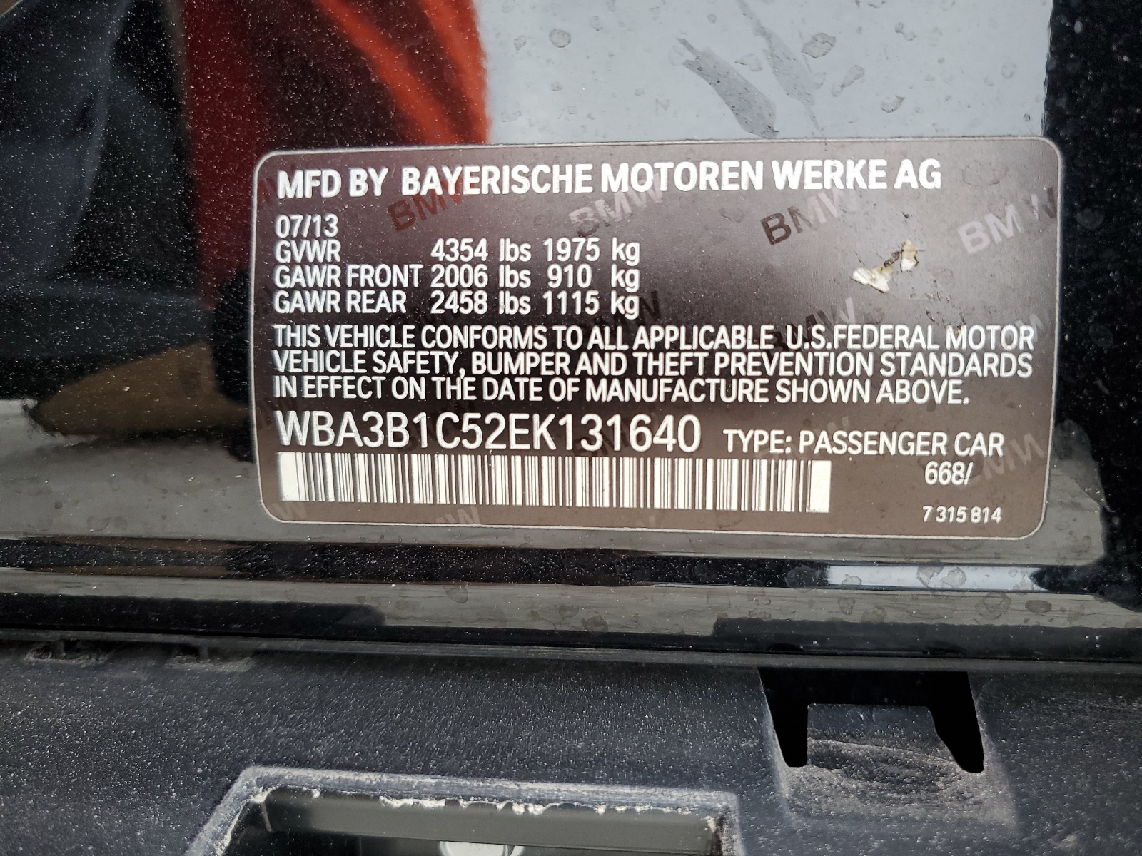 WBA3B1C52EK131640 2014 BMW 320 I