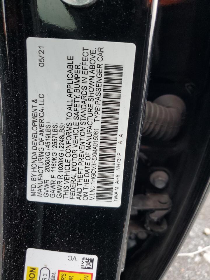 1HGCV3F5XMA015061 2021 Honda Accord Hybrid Exl