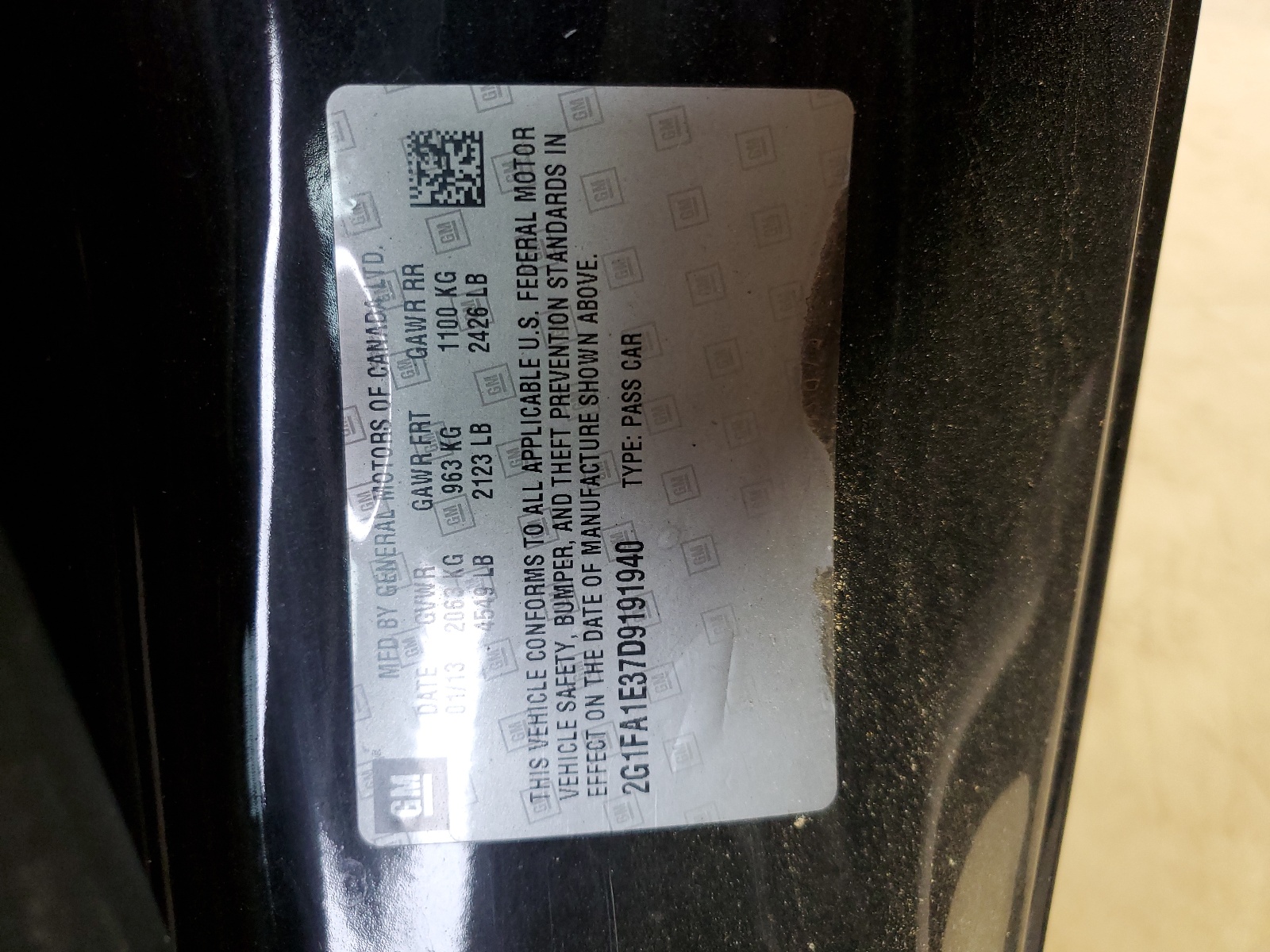 2G1FA1E37D9191940 2013 Chevrolet Camaro Ls