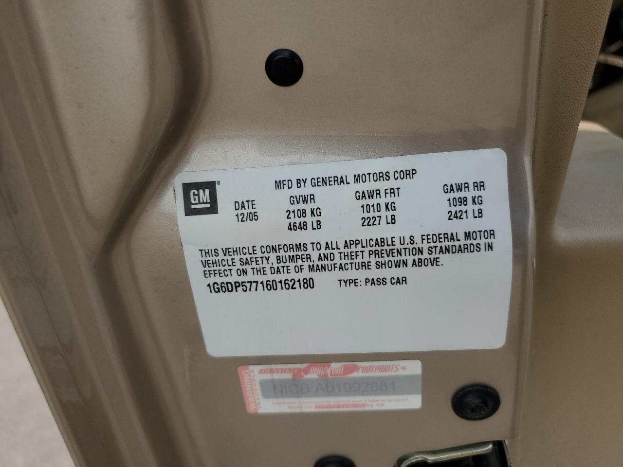 2006 Cadillac Cts Hi Feature V6 VIN: 1G6DP577160162180 Lot: 64778924