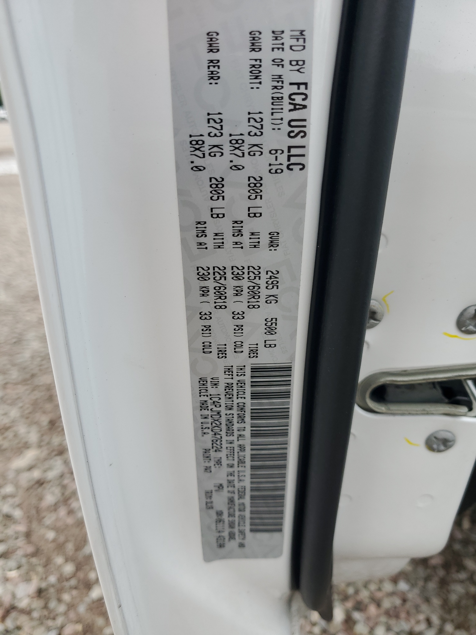 1C4PJMDX2KD476224 2019 Jeep Cherokee Limited