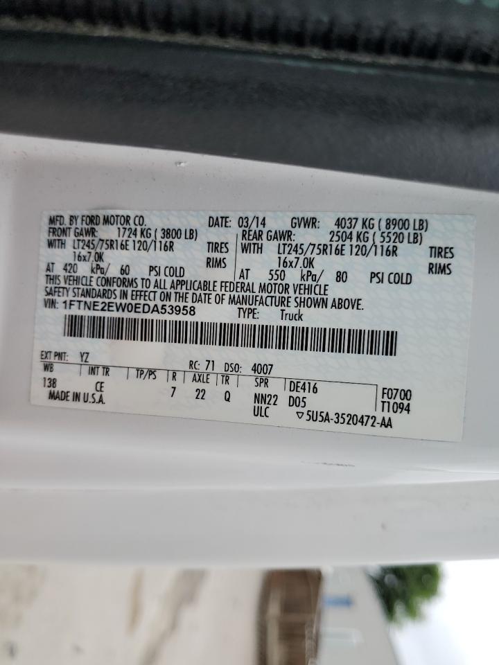 2014 Ford Econoline E250 Van VIN: 1FTNE2EW0EDA53958 Lot: 61433574