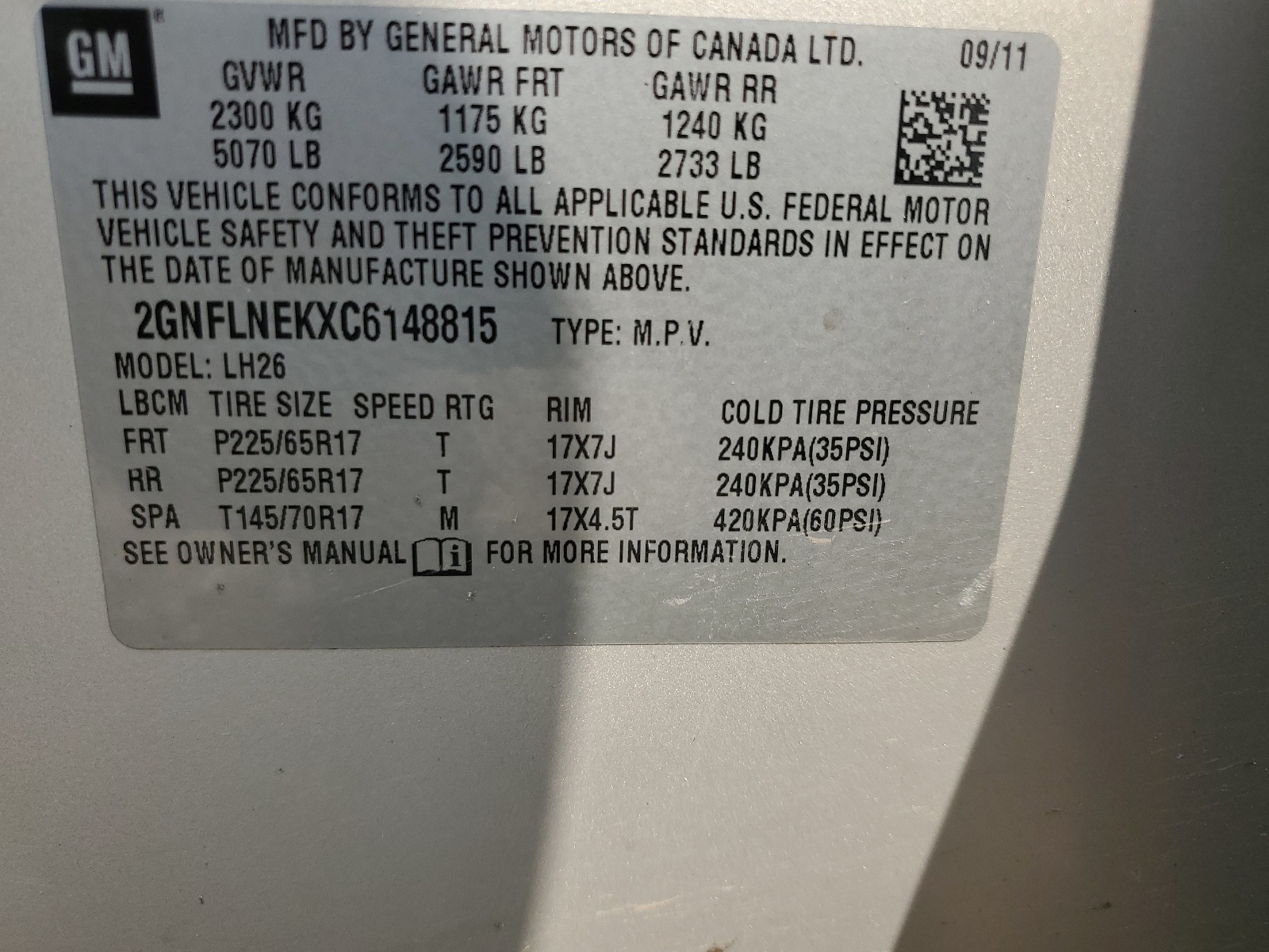 2012 Chevrolet Equinox Lt vin: 2GNFLNEKXC6148815