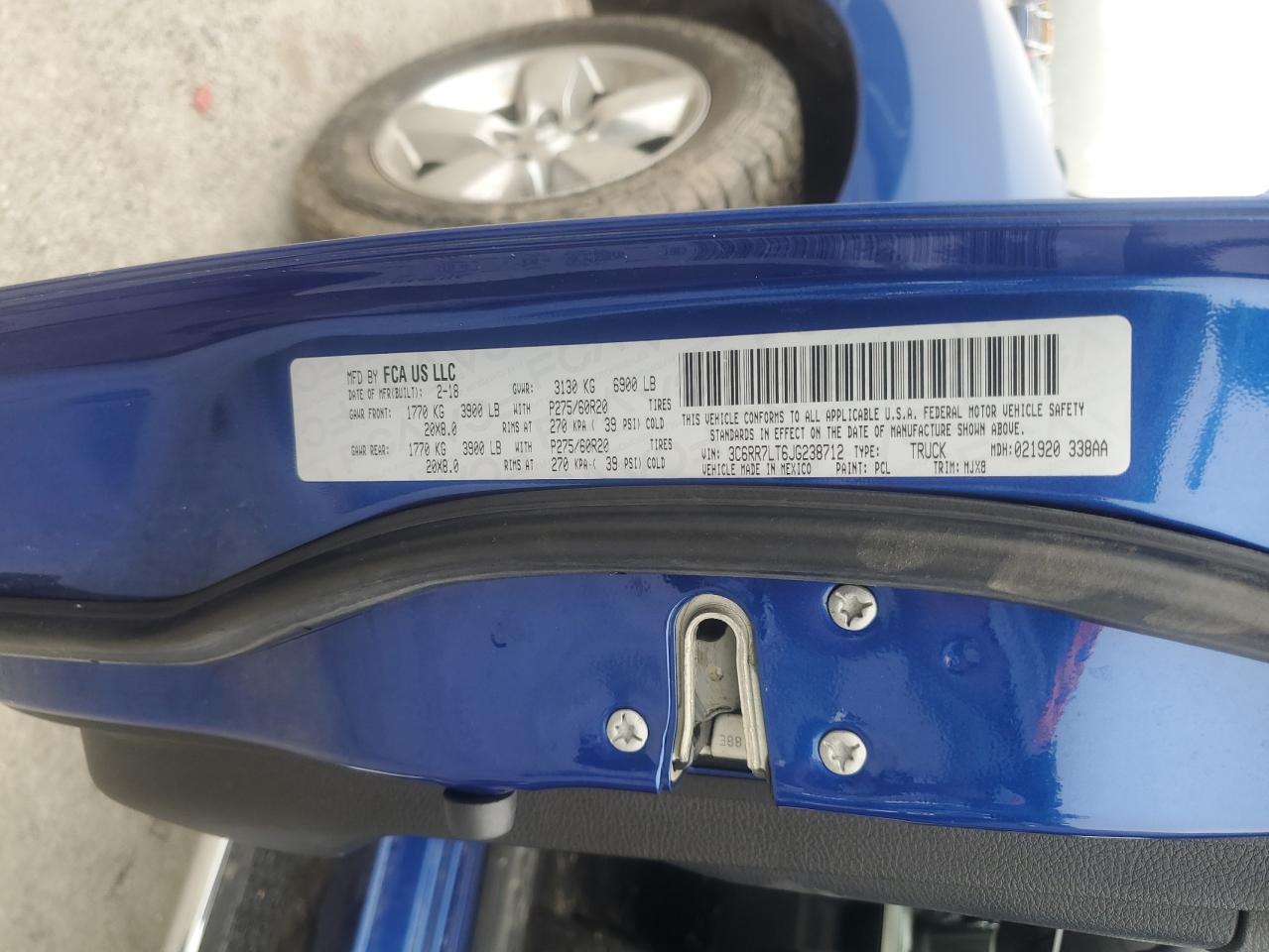 2018 Ram 1500 Slt VIN: 3C6RR7LT6JG238712 Lot: 63828934