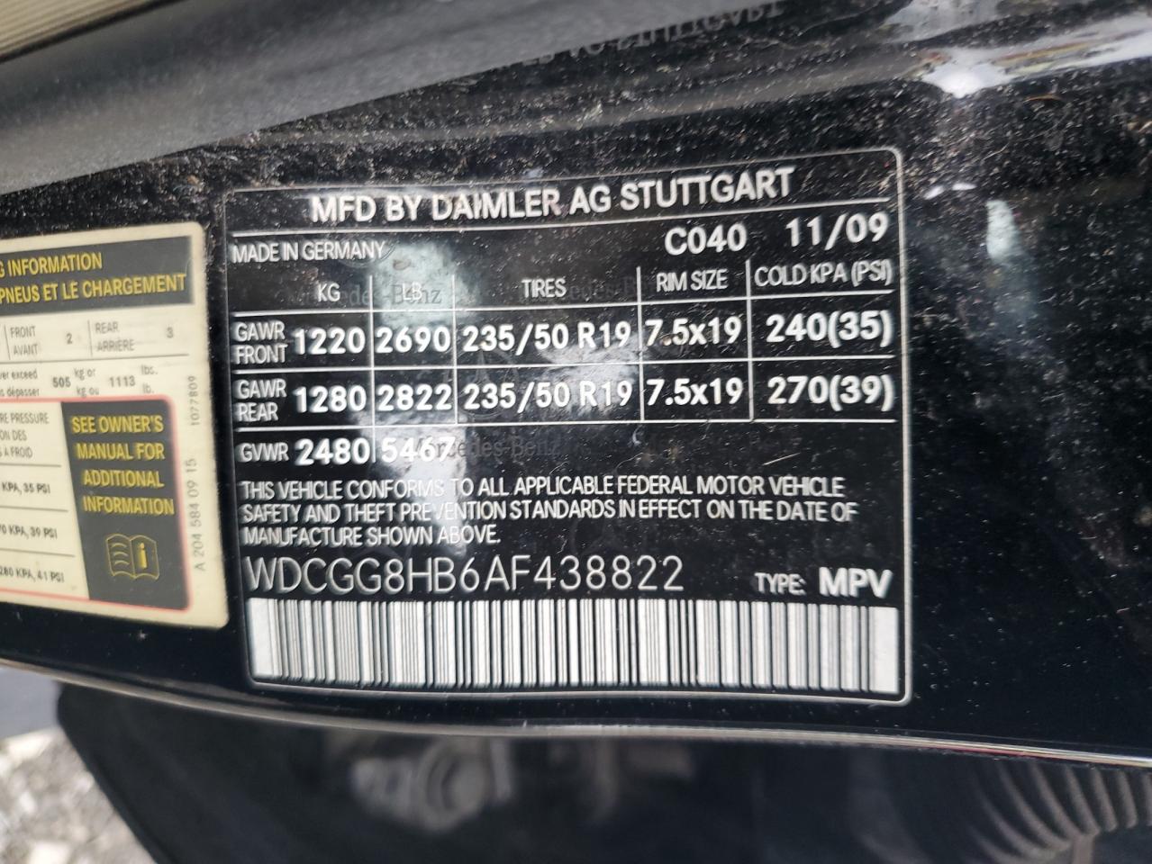 2010 Mercedes-Benz Glk 350 4Matic VIN: WDCGG8HB6AF438822 Lot: 64737154