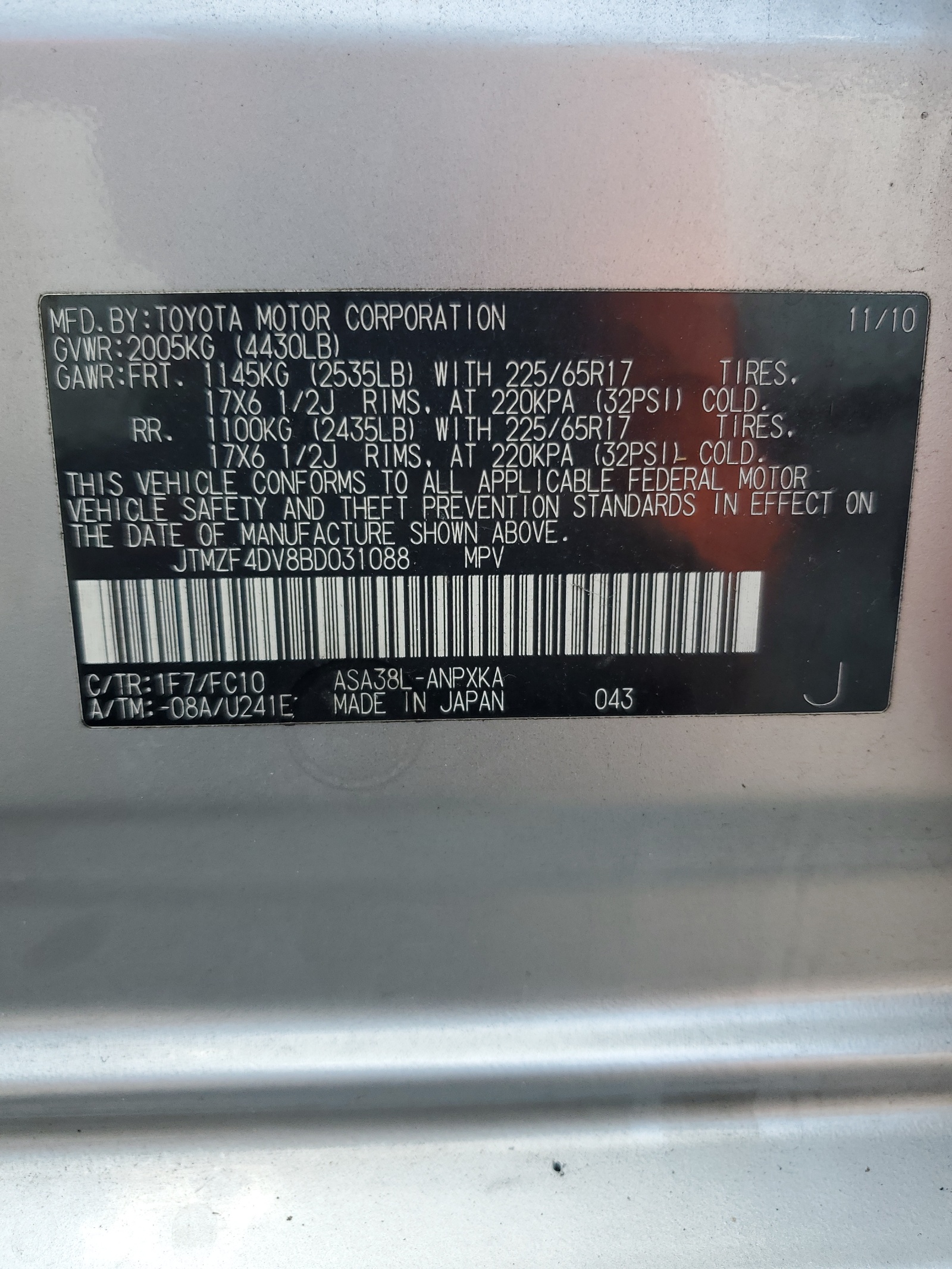 JTMZF4DV8BD031088 2011 Toyota Rav4