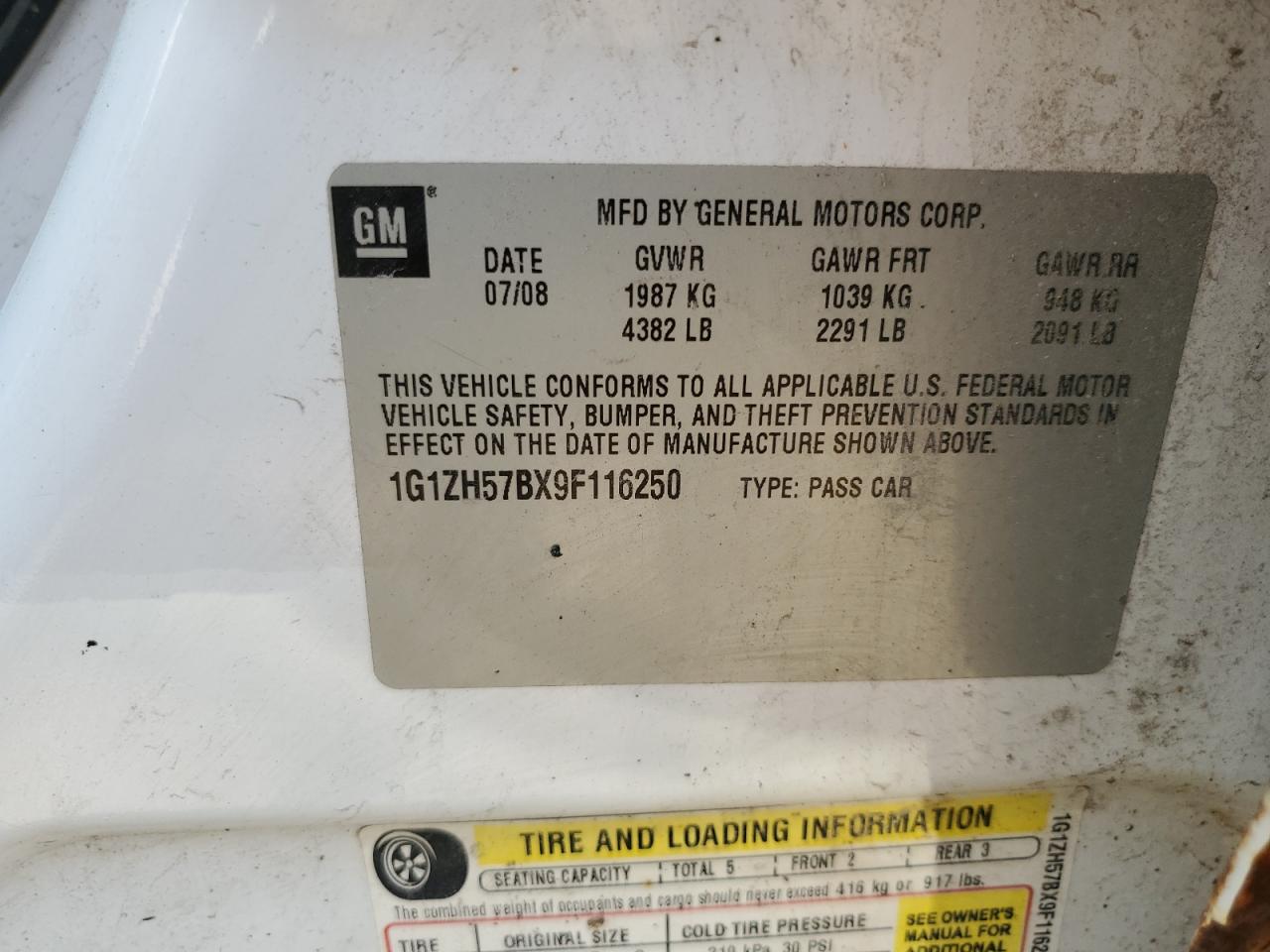 2009 Chevrolet Malibu 1Lt VIN: 1G1ZH57BX9F116250 Lot: 62695574