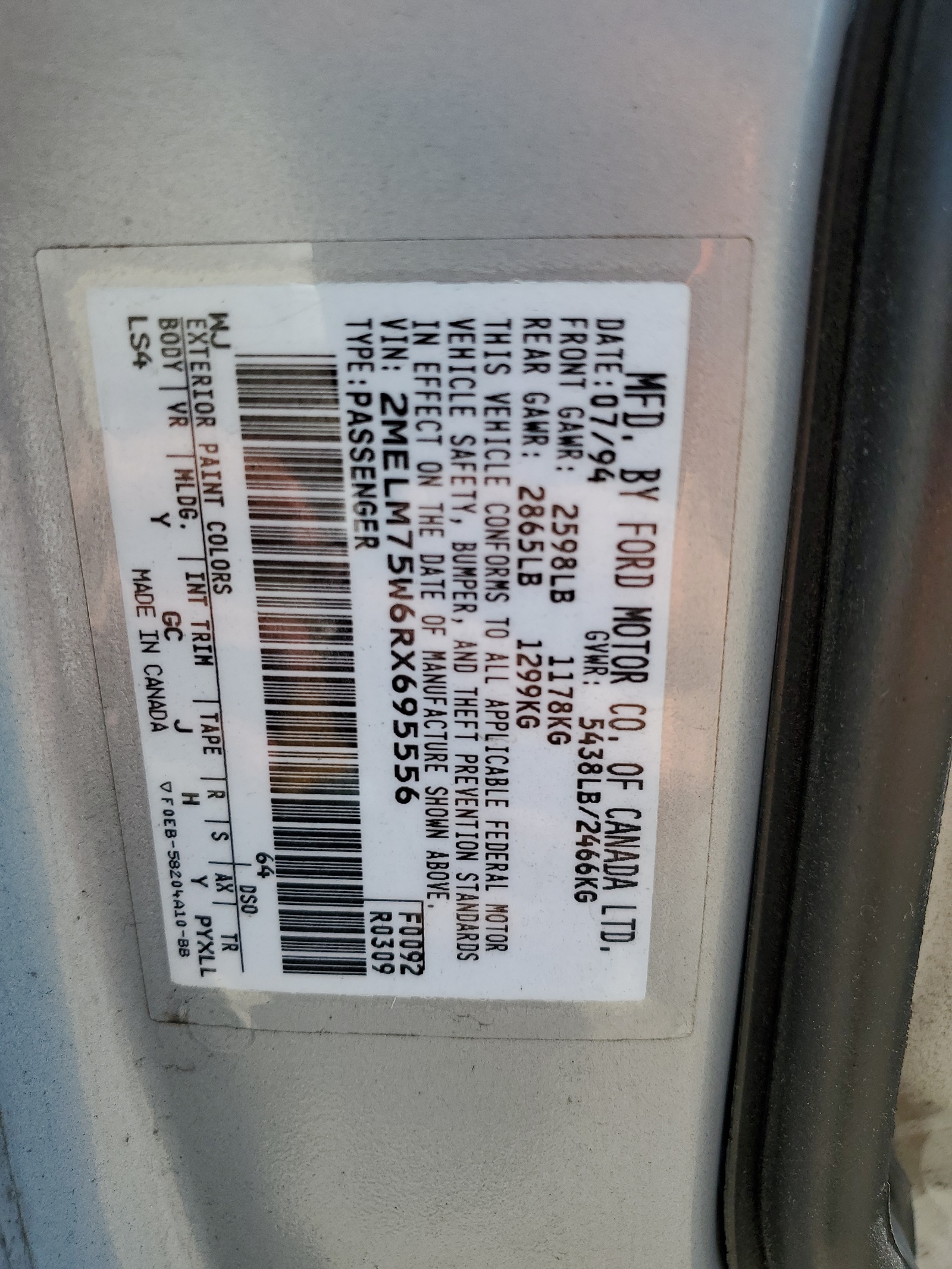 2MELM75W6RX695556 1994 Mercury Grand Marquis Ls