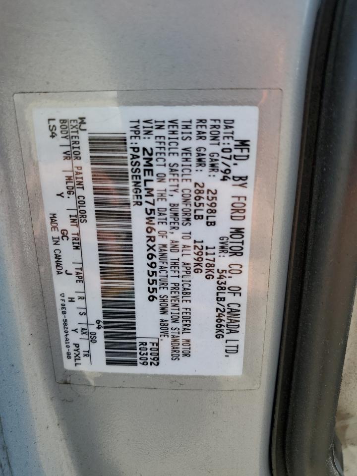 1994 Mercury Grand Marquis Ls VIN: 2MELM75W6RX695556 Lot: 63978494